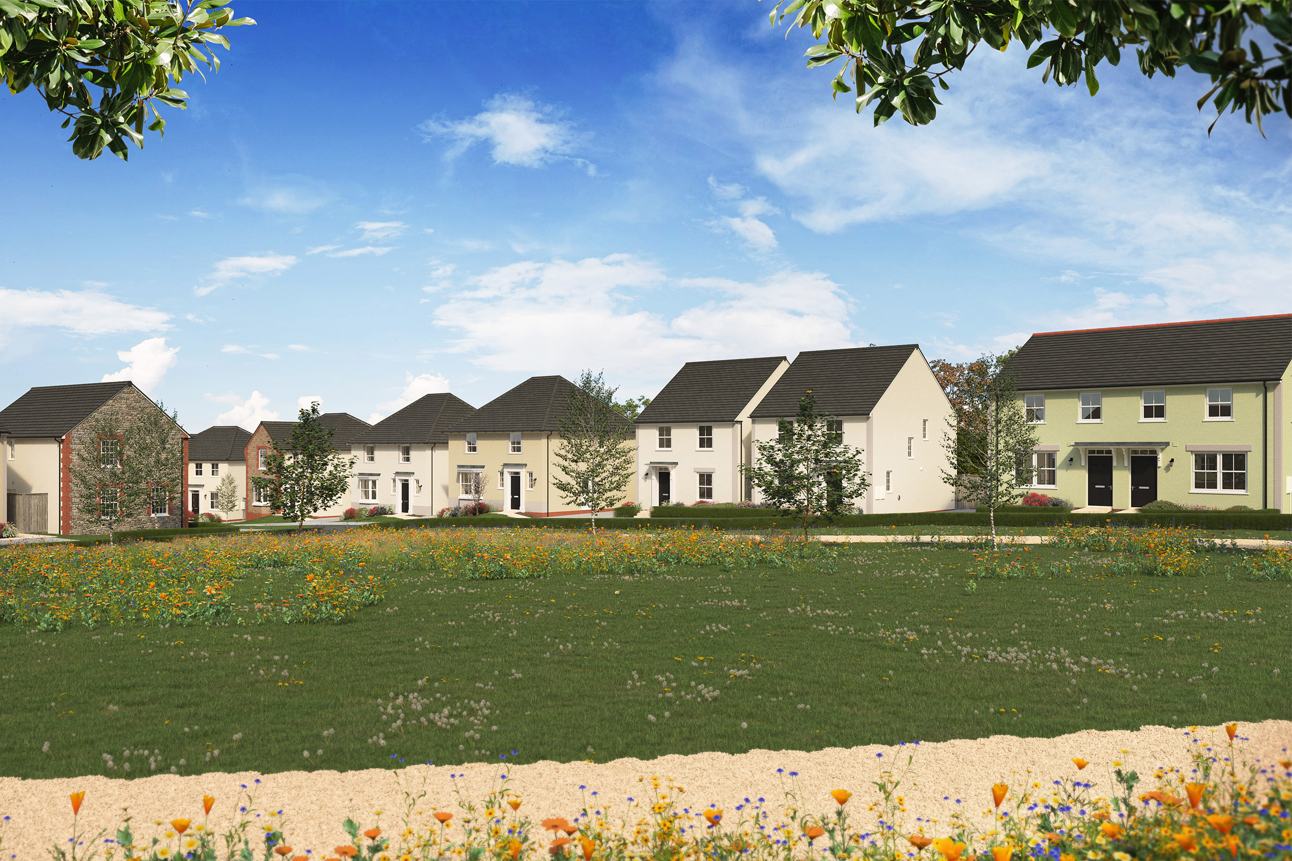 CGI Streetscene at David Wilson Homes @ Treledan