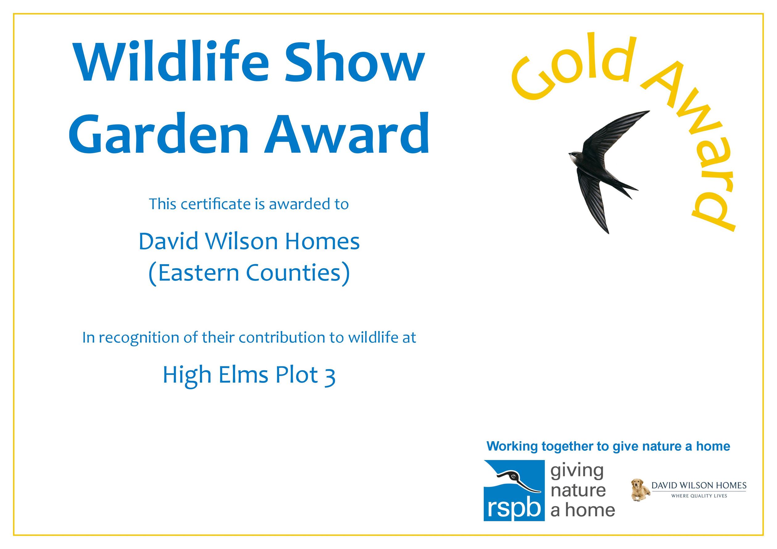 Wildlife Show Garden Award Plot 3