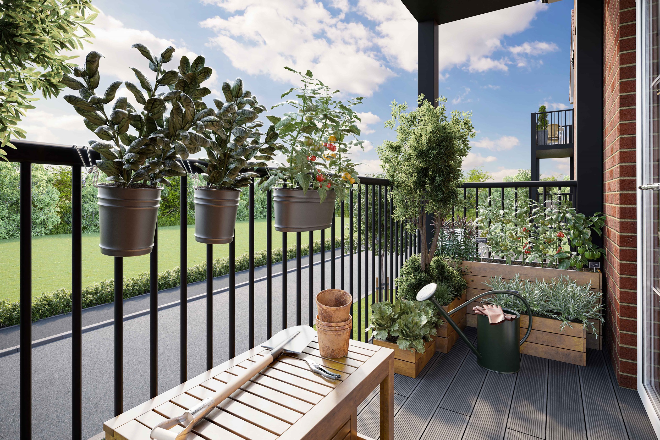 CGI of balcony - herb garden