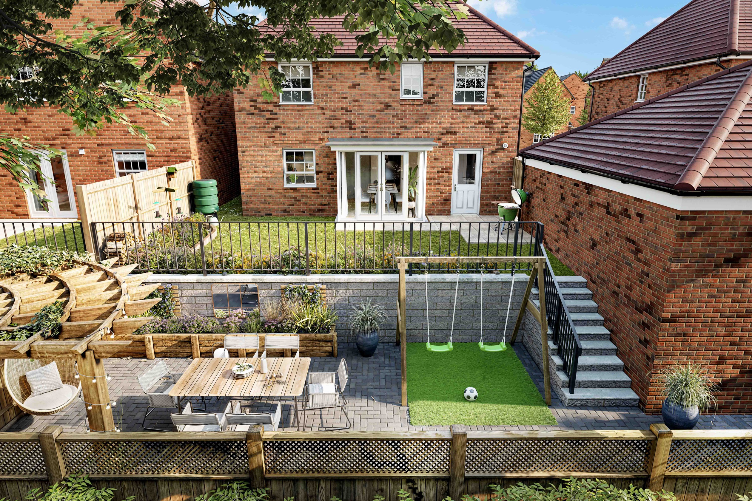 Roman Walk garden CGI design 1