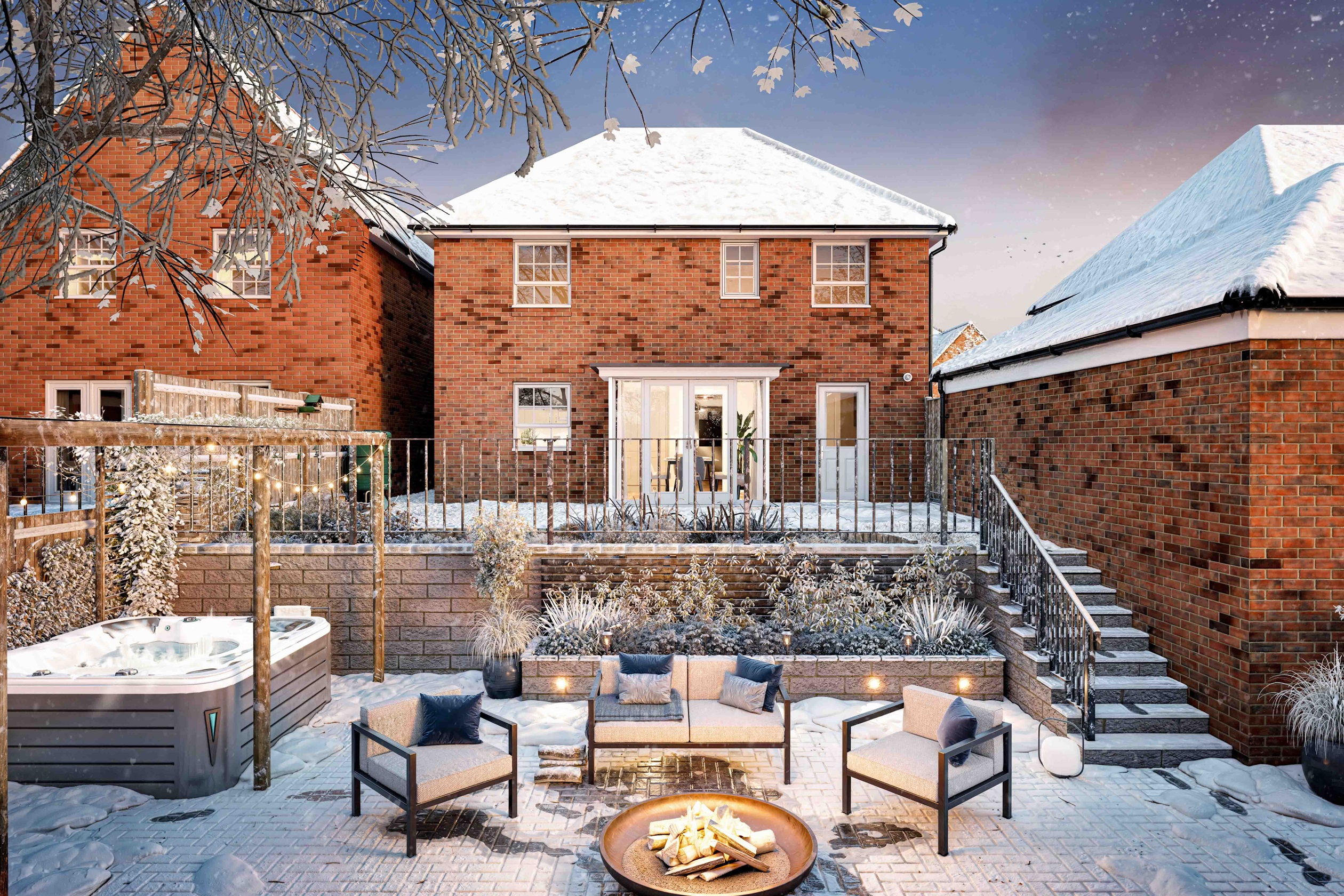 Roman Walk garden CGI design 3