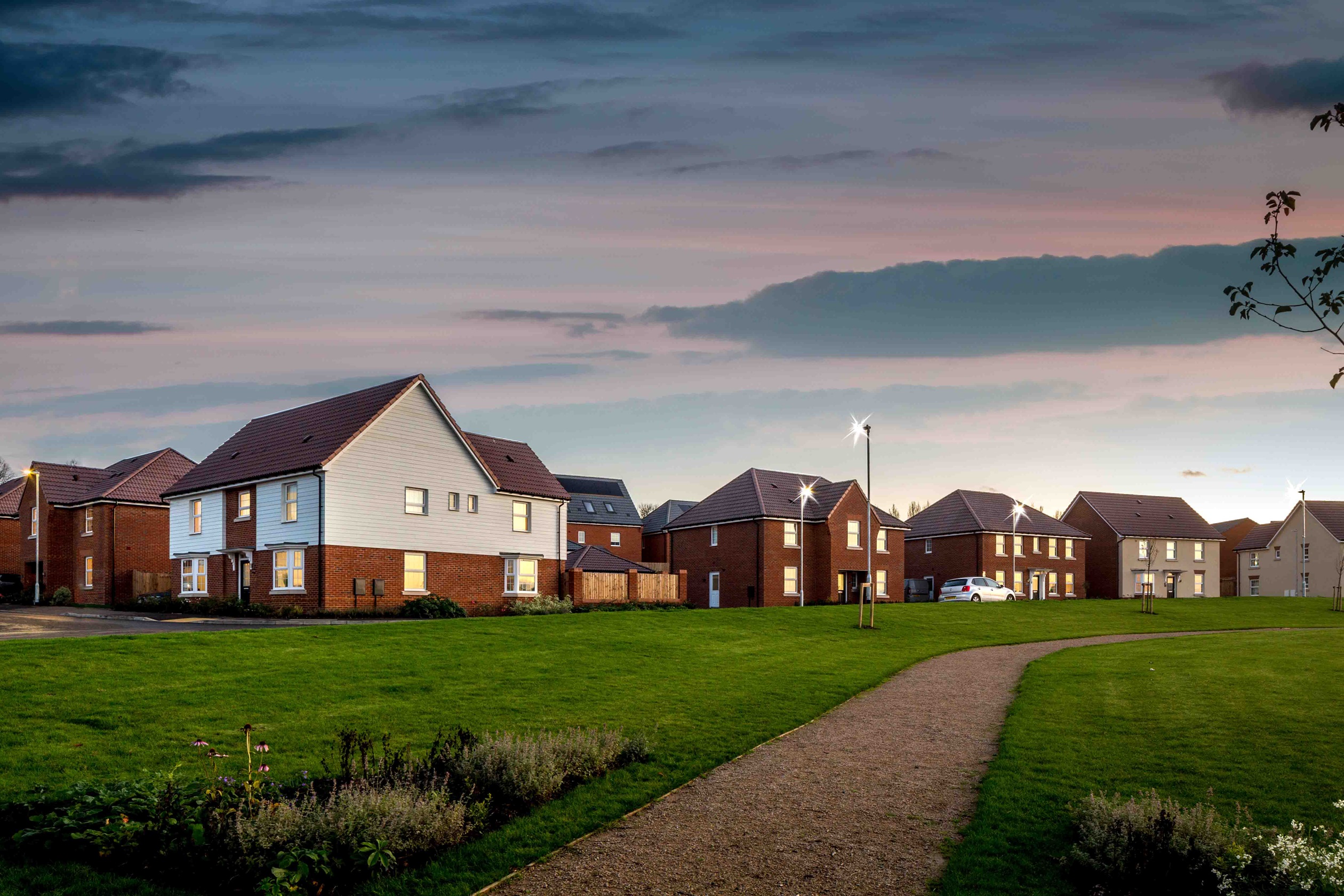 The Poppies dusk street scene