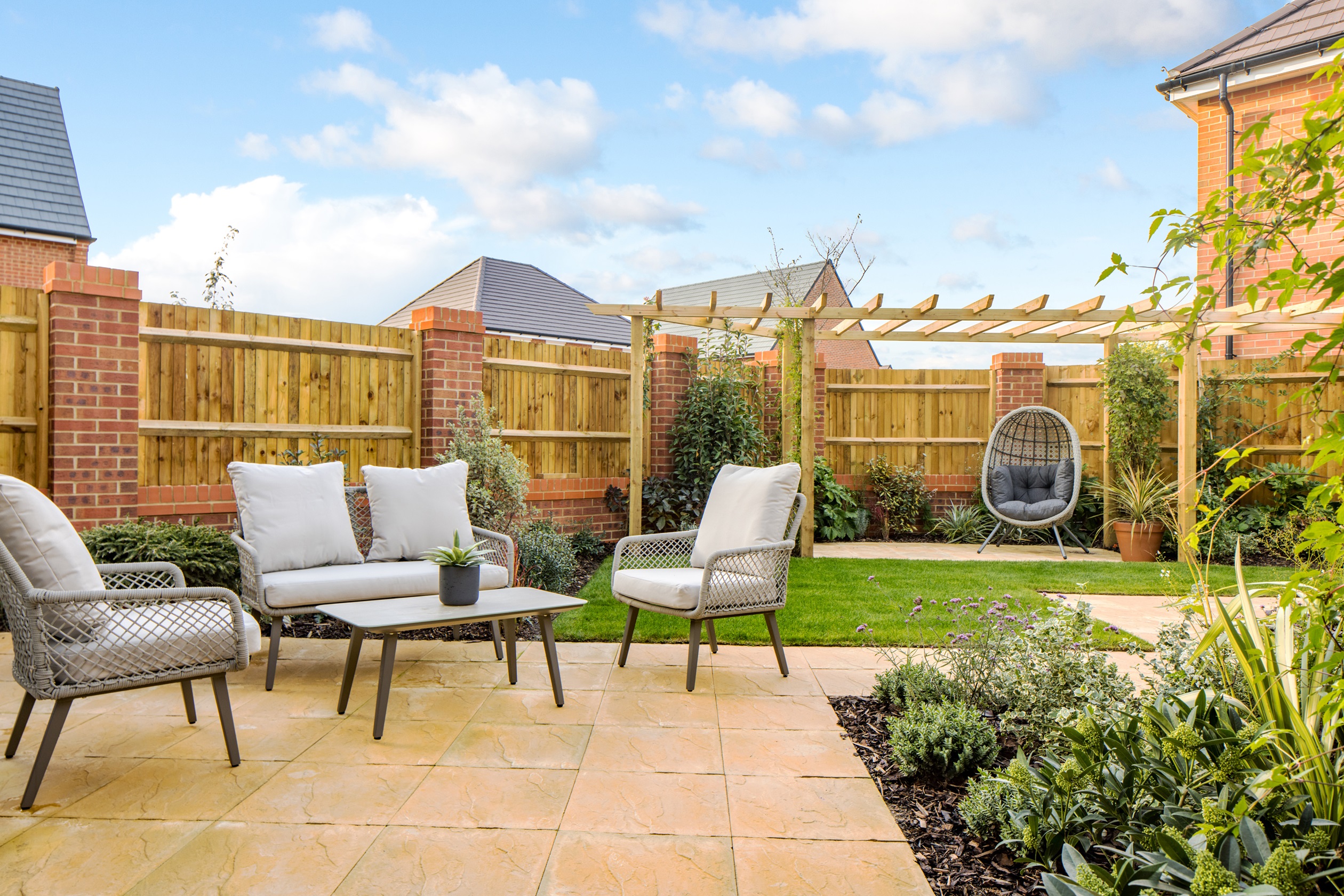 Garden with contemporary furniture