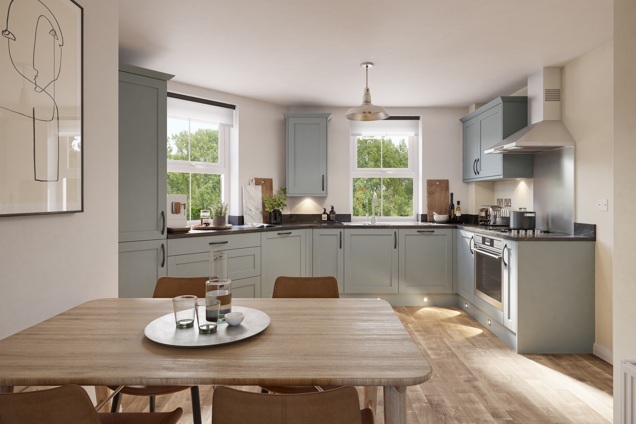 Kitchen and dining room in 2 bed Belstead