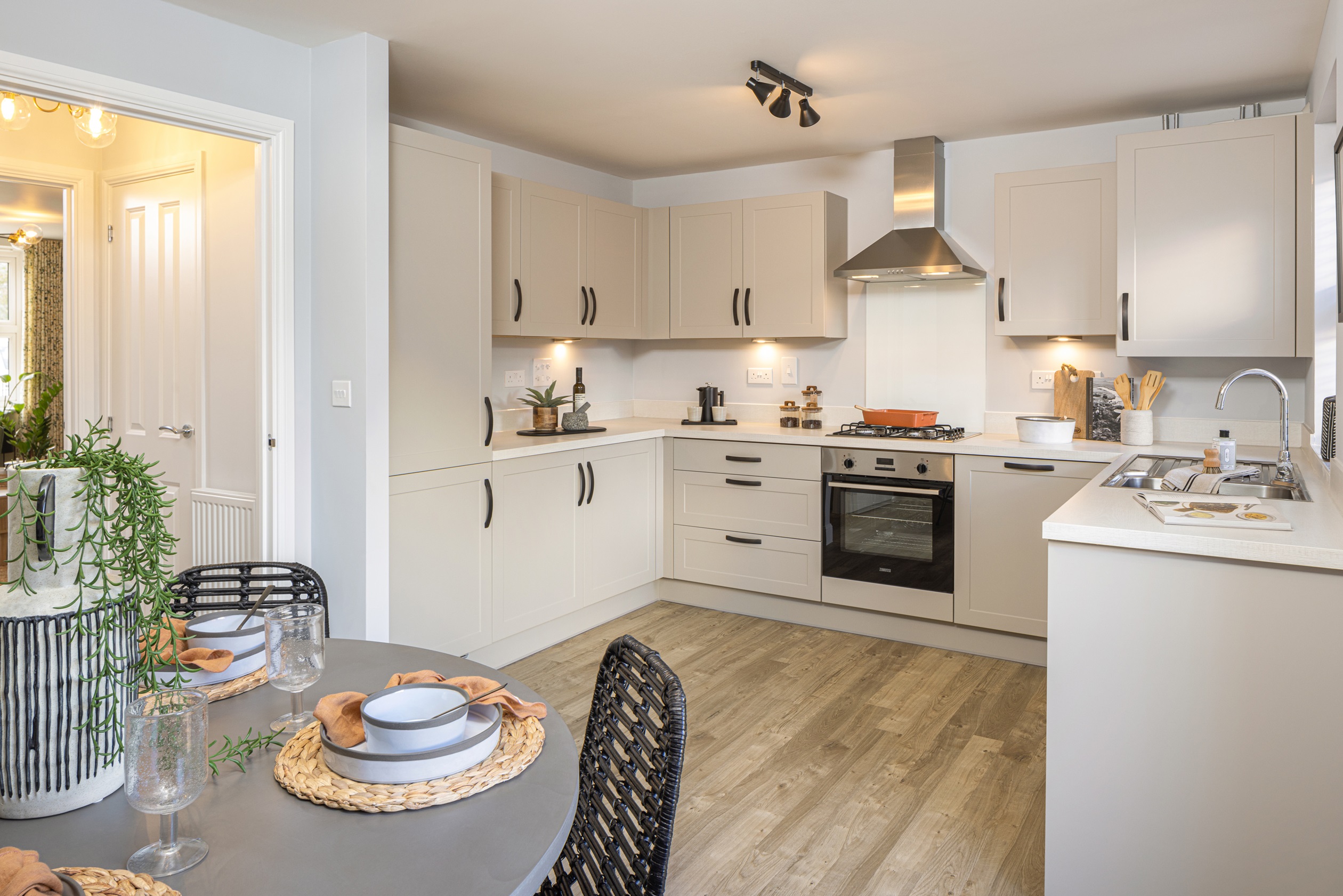 Modern kitchen and dining room