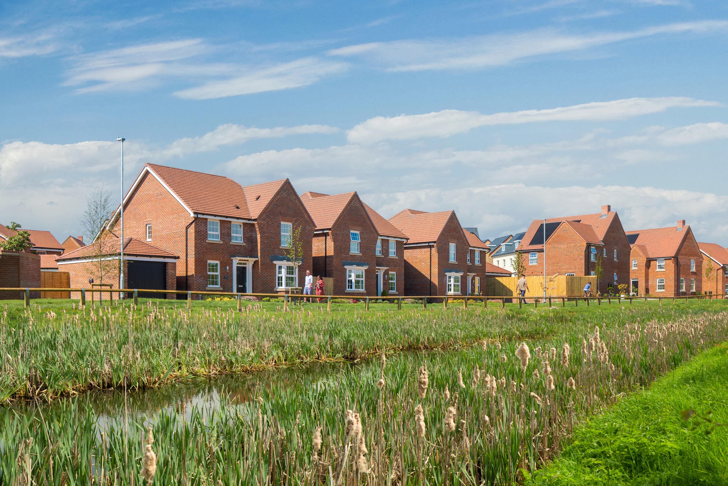 Homes opposite green area at Brookwood Meadows