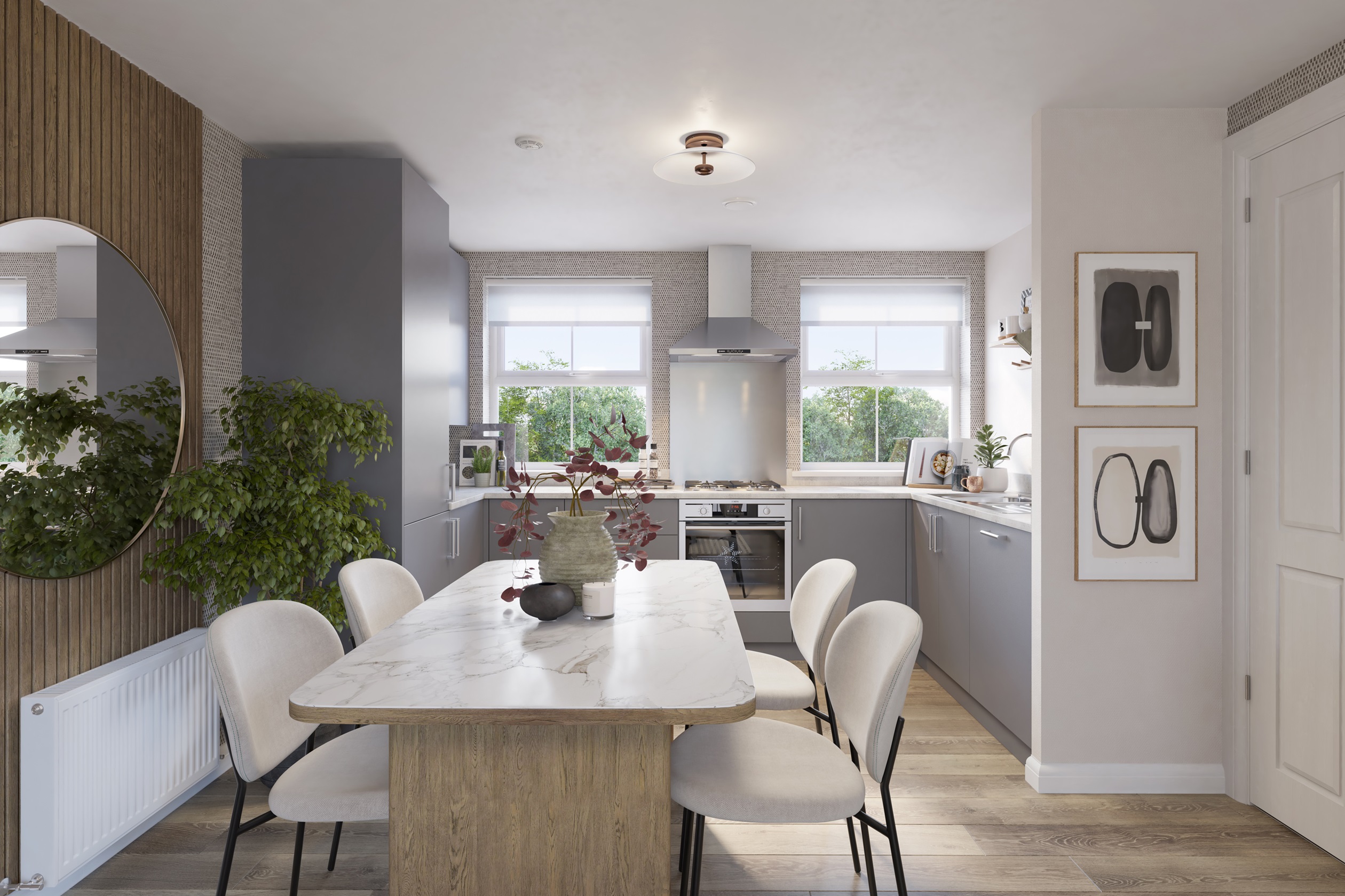 Kitchen and dining room in the 2 bedroom Harlington