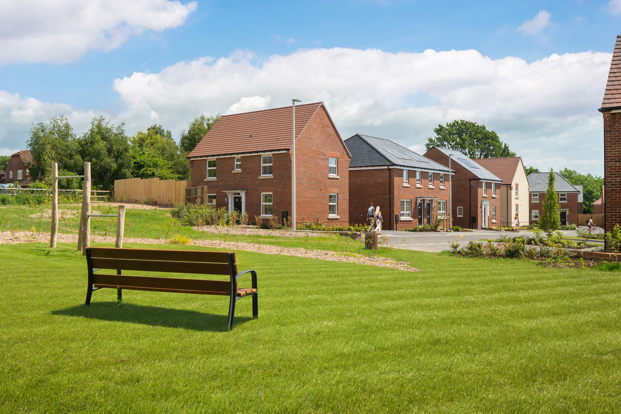 Public open space near 3 and 4 bedroom homes at Ersham Park in Hailsham June 25
