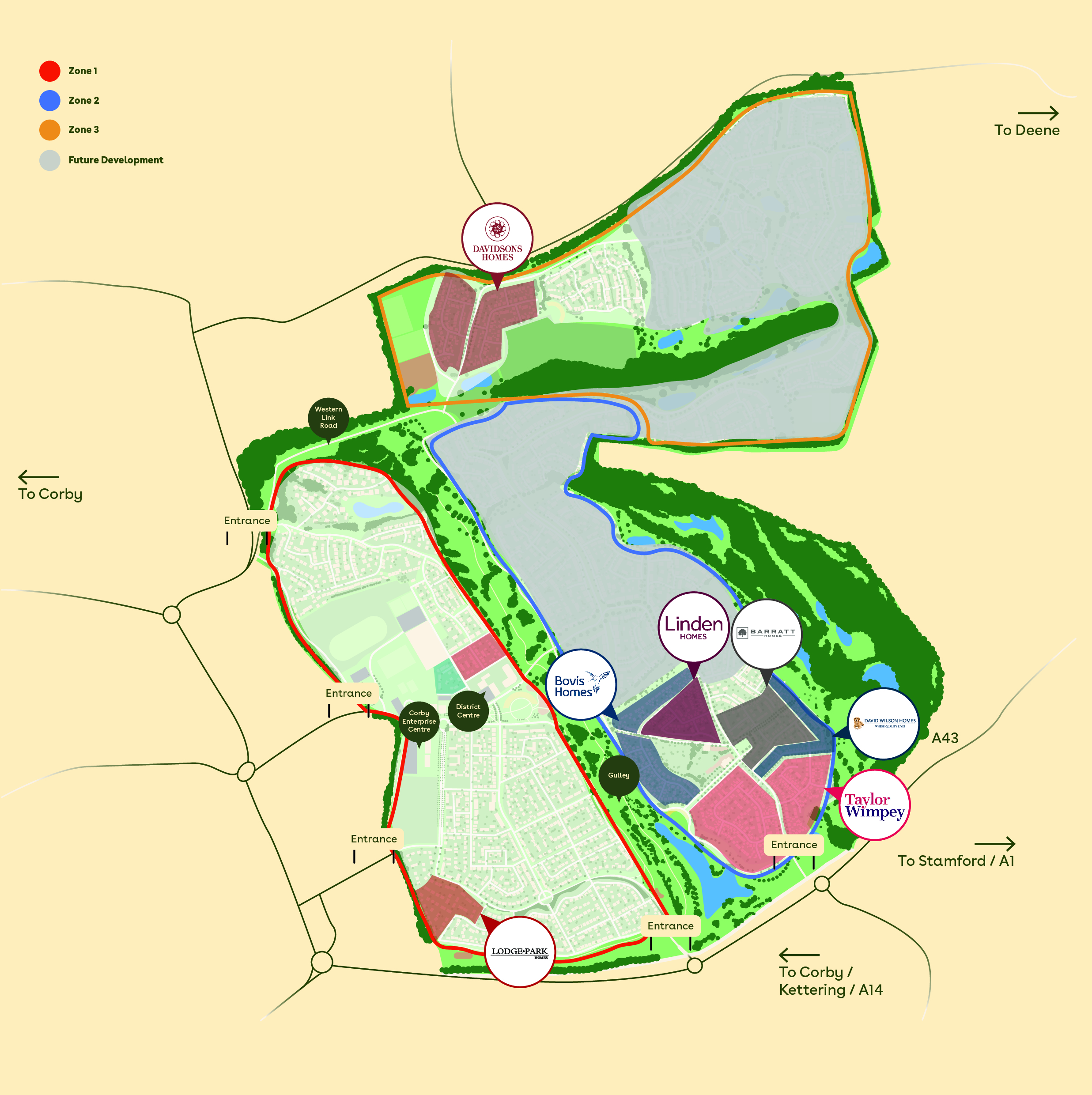 David Wilson Homes at Priors Hall Park site plan
