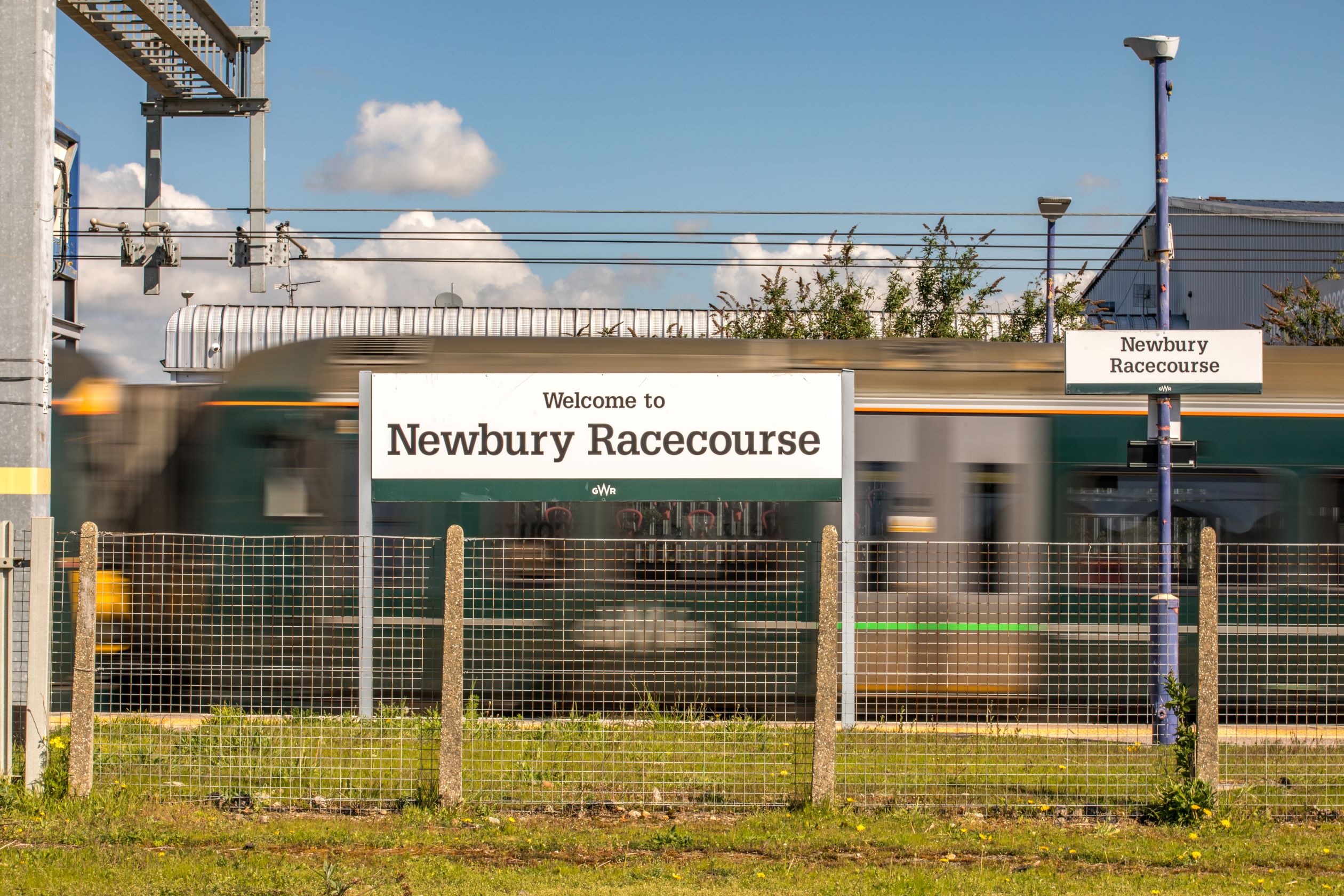 Outside view of Newbury racecourse railway station