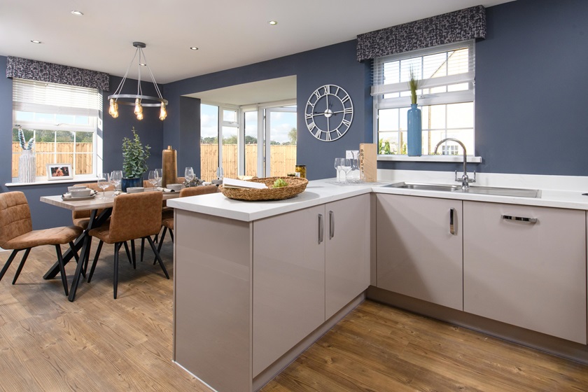 Hollinwood kitchen with blue walls 