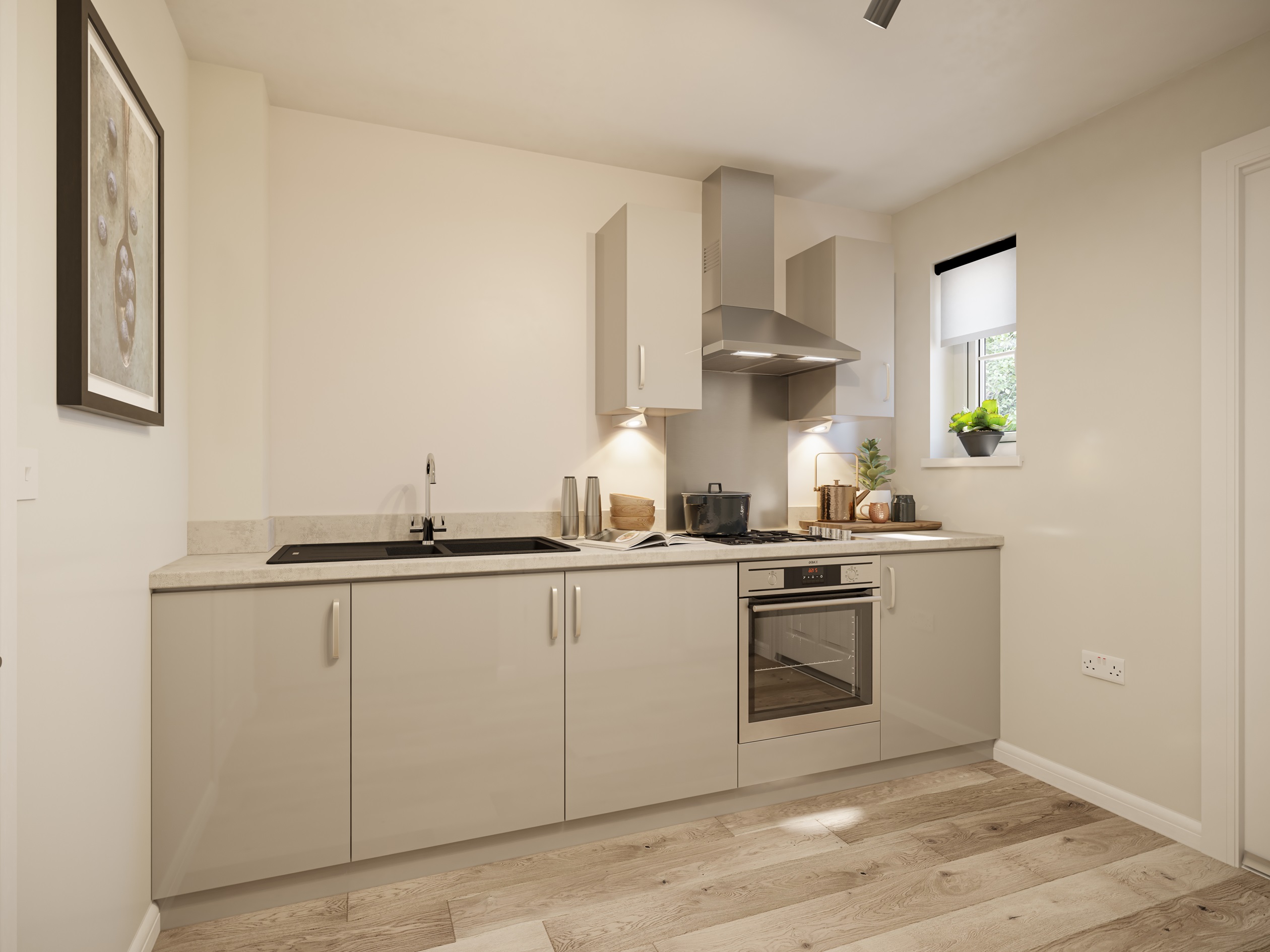 inside view of modern popley kitchen cgi