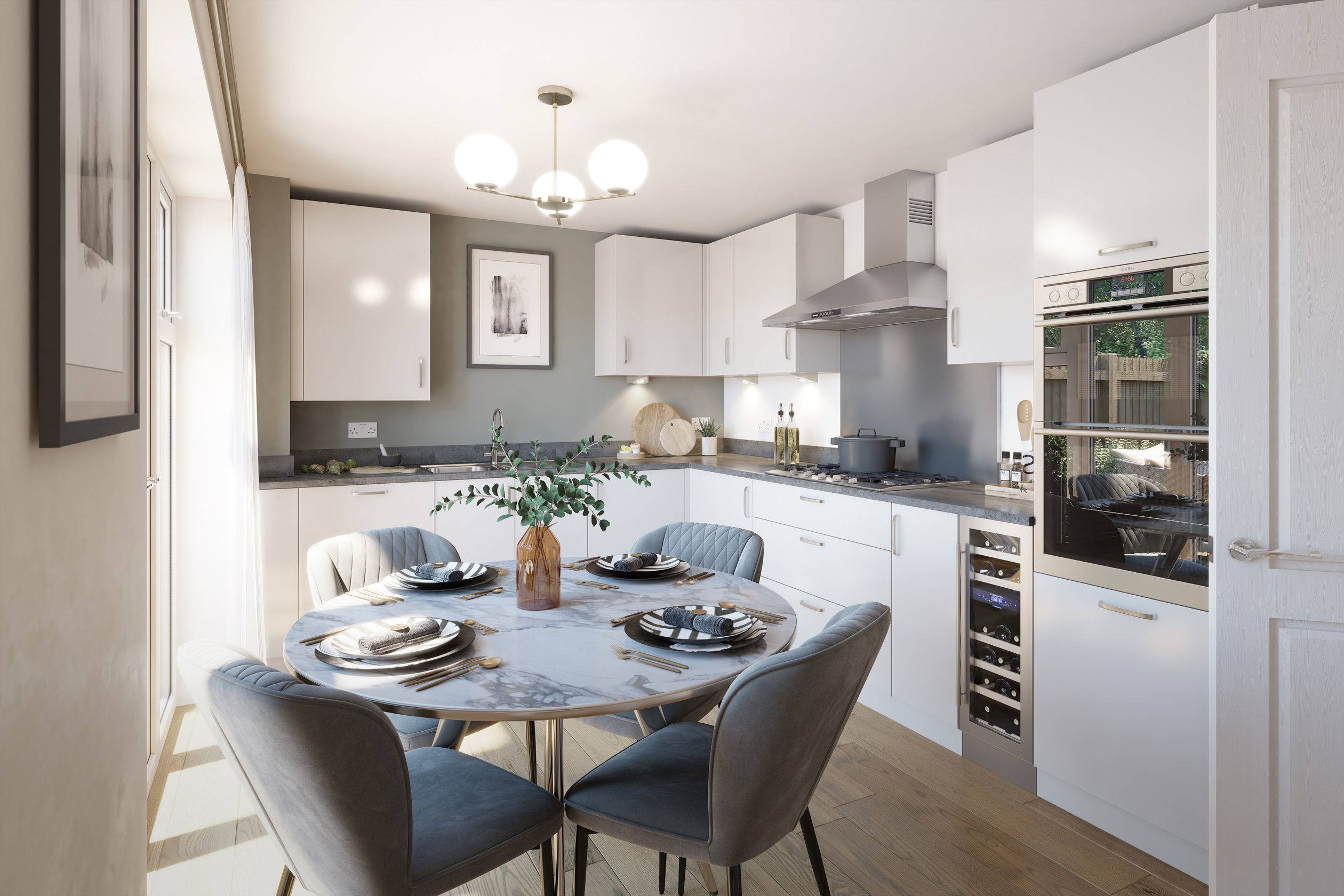 Internal view of the kitchen-diner in the four bedroom Ashington 