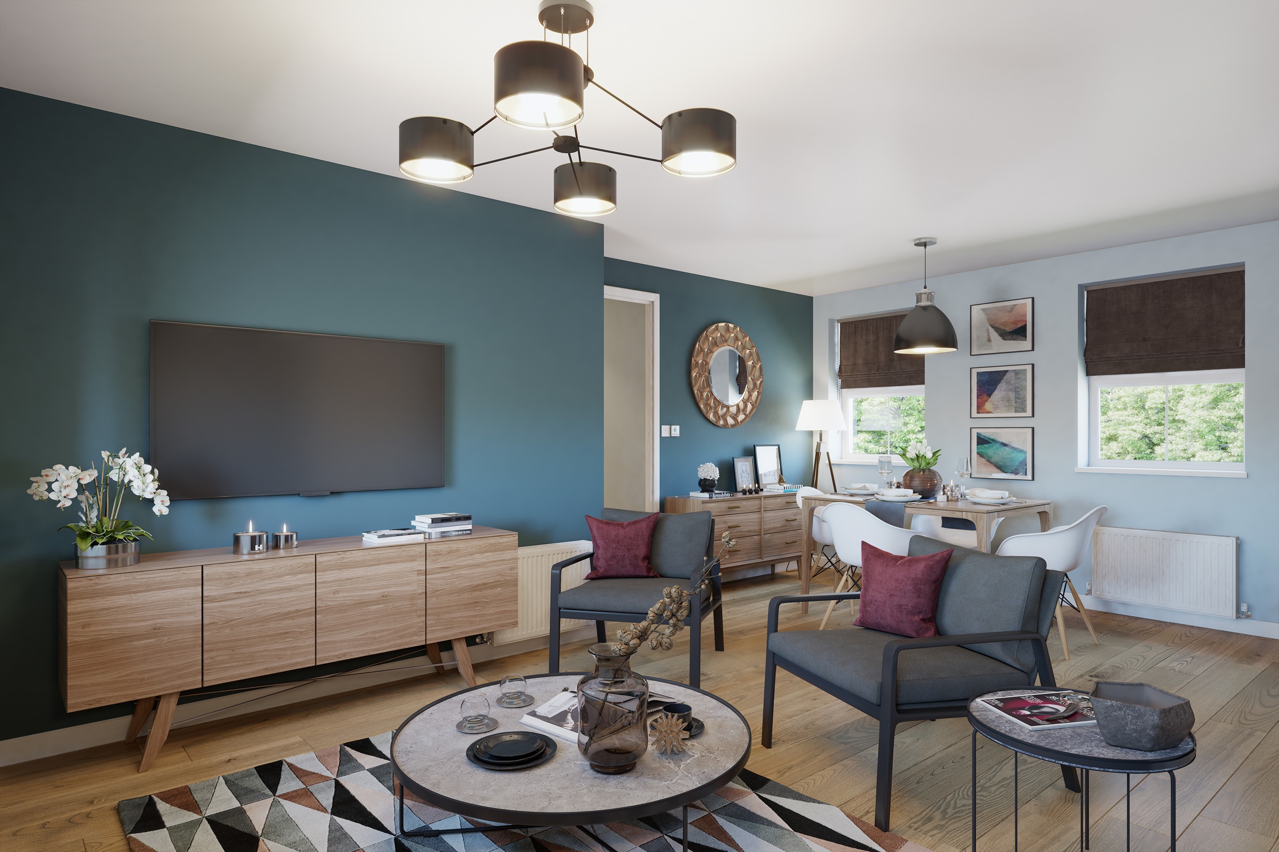 View of the lounge in the two bedroom Wincham 