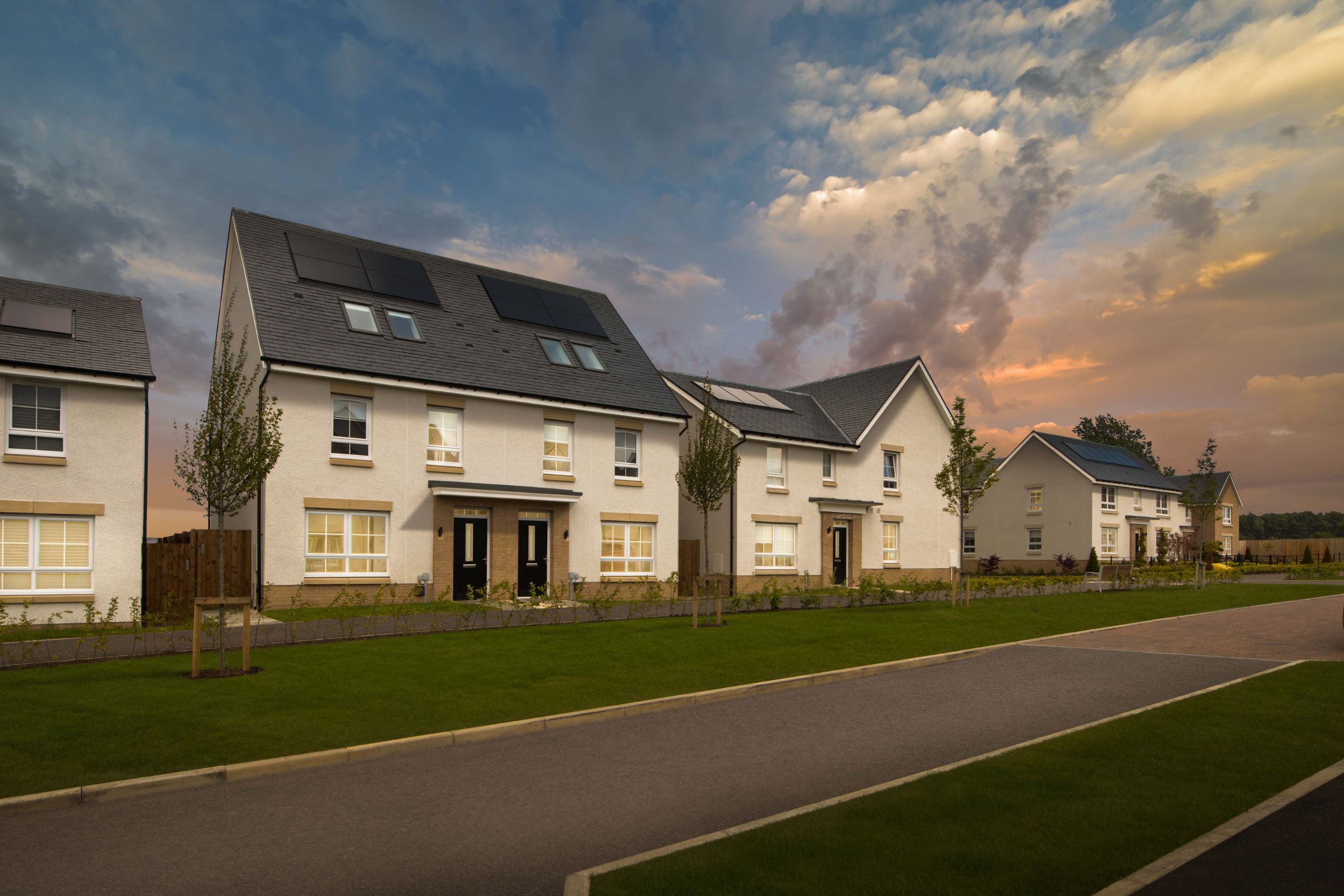 Dusk scene at West Craigs Quarter