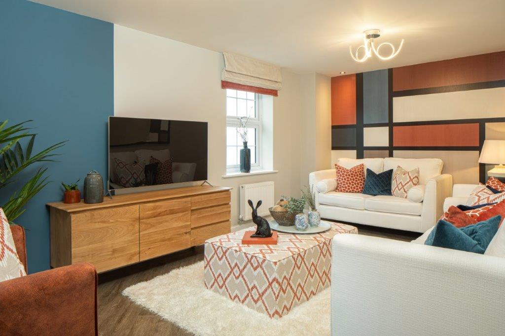 Hertford Lounge with abstract wallpaper