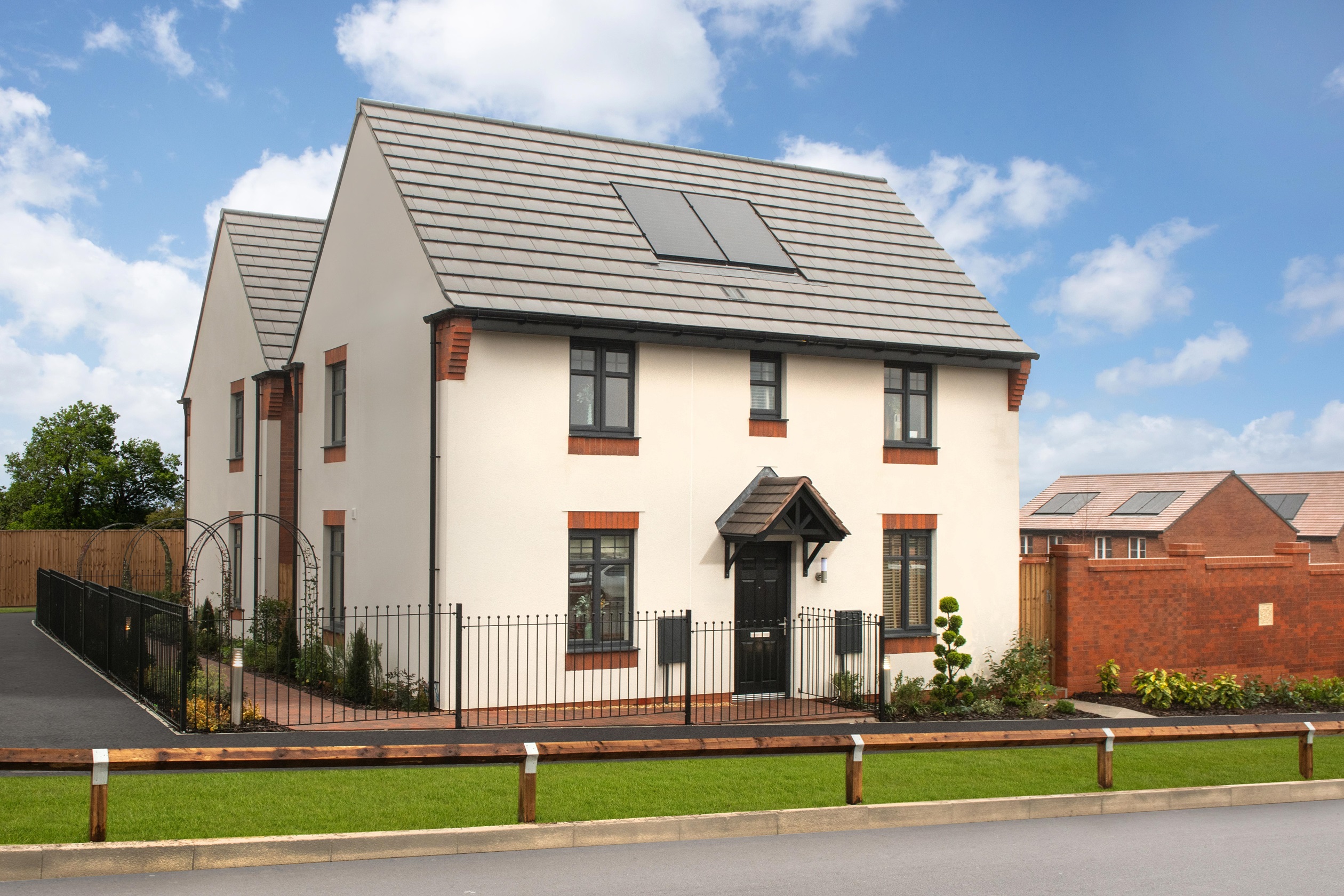White rendered detached Hadley home