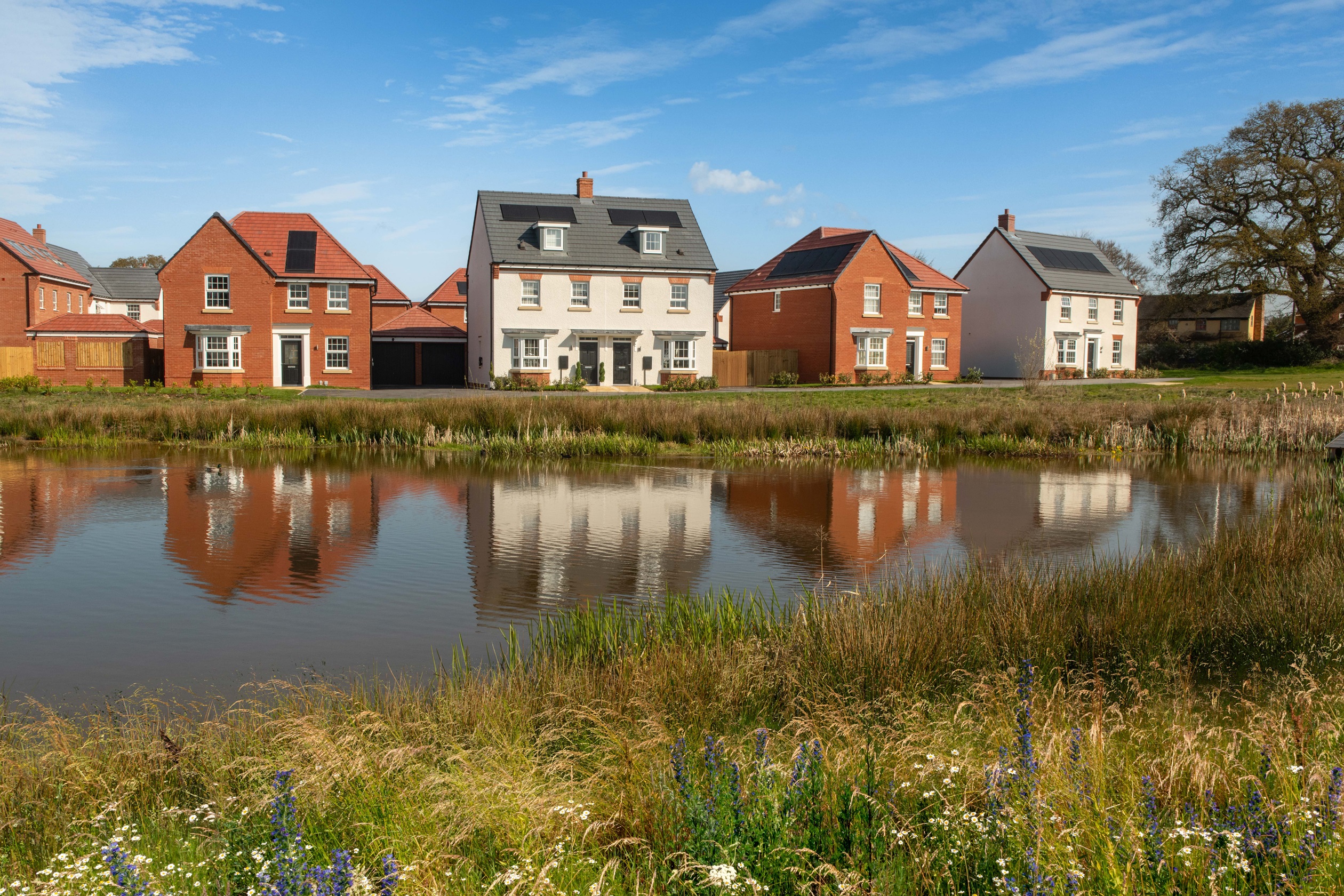 Rose Place Street Scene with pond 