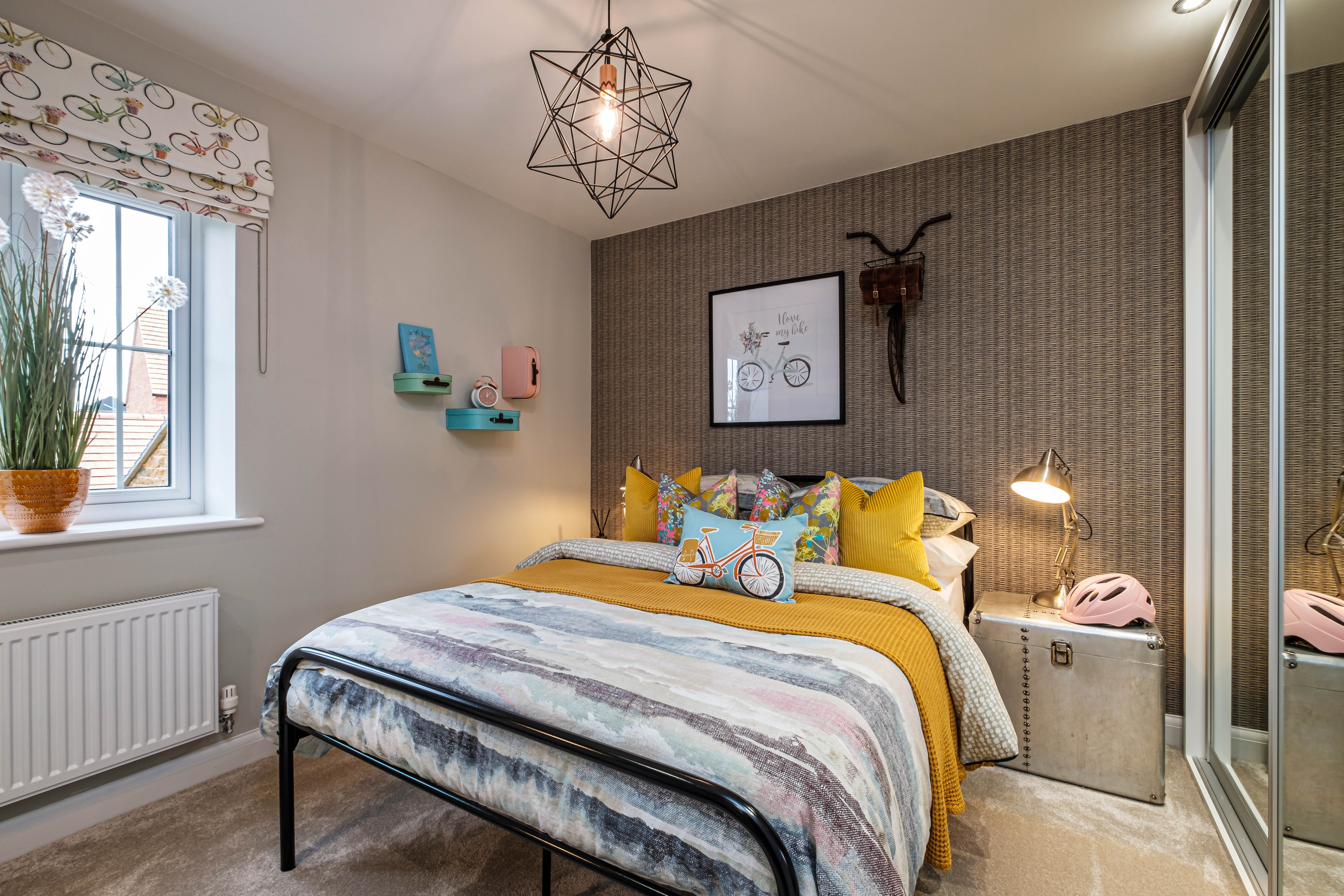 Children's bedroom with yellow bedding