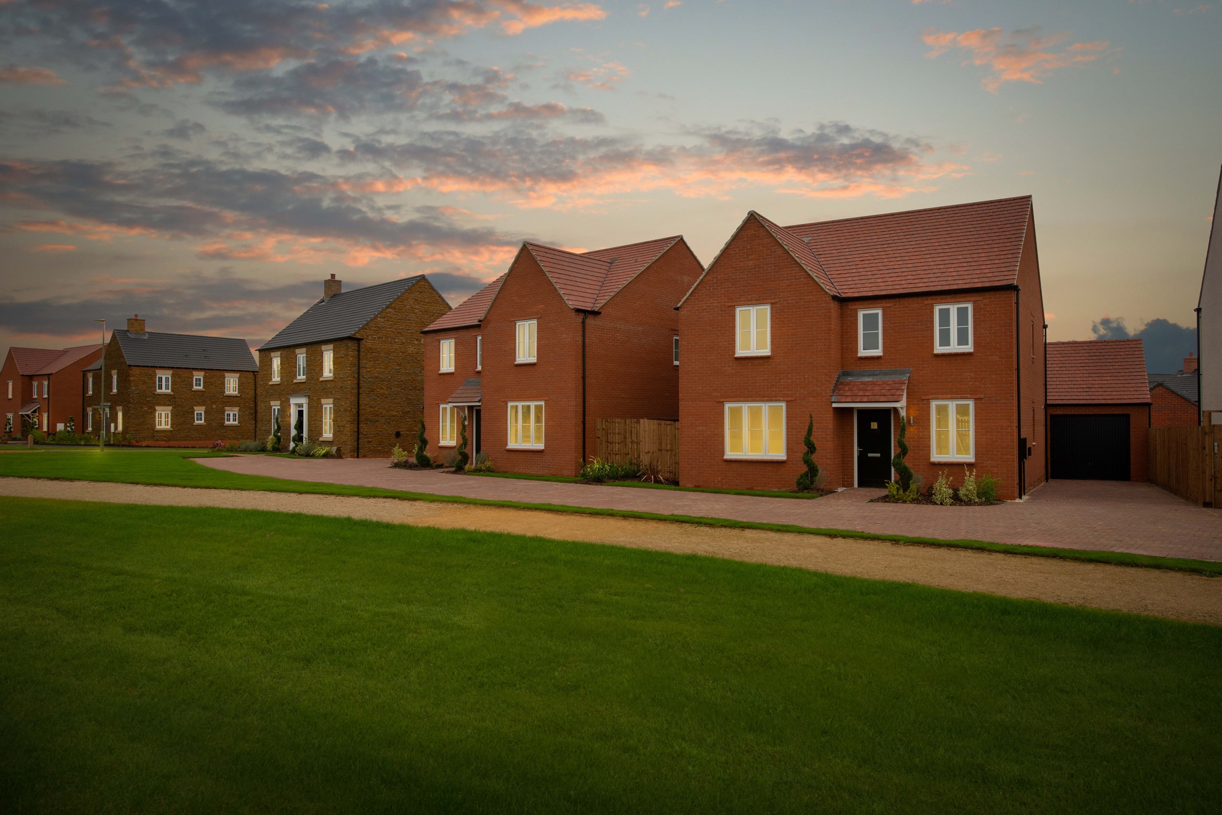 The Pavilions at dusk