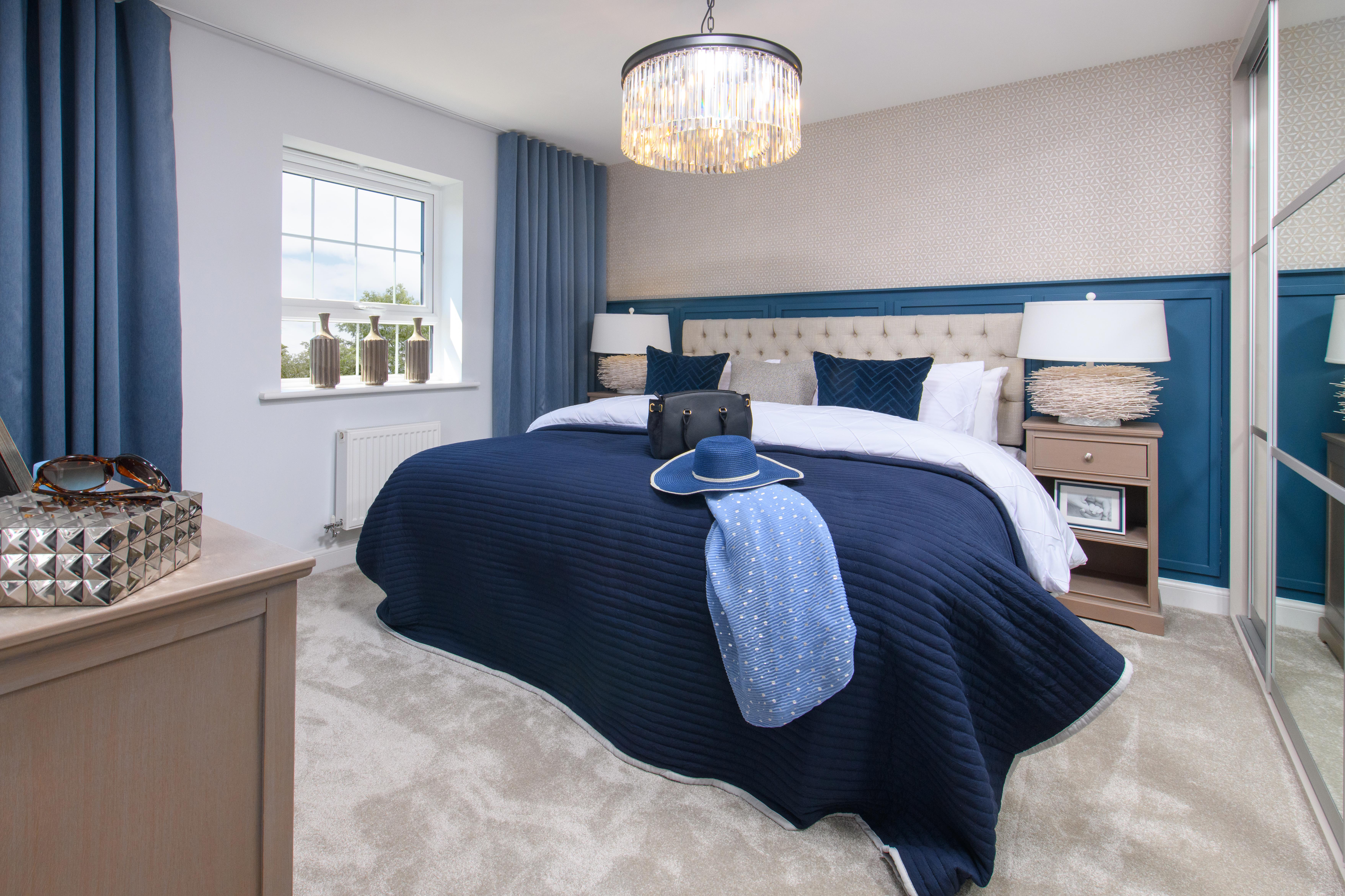 Double bedroom with en suite & built-in storage in Bradgate style home