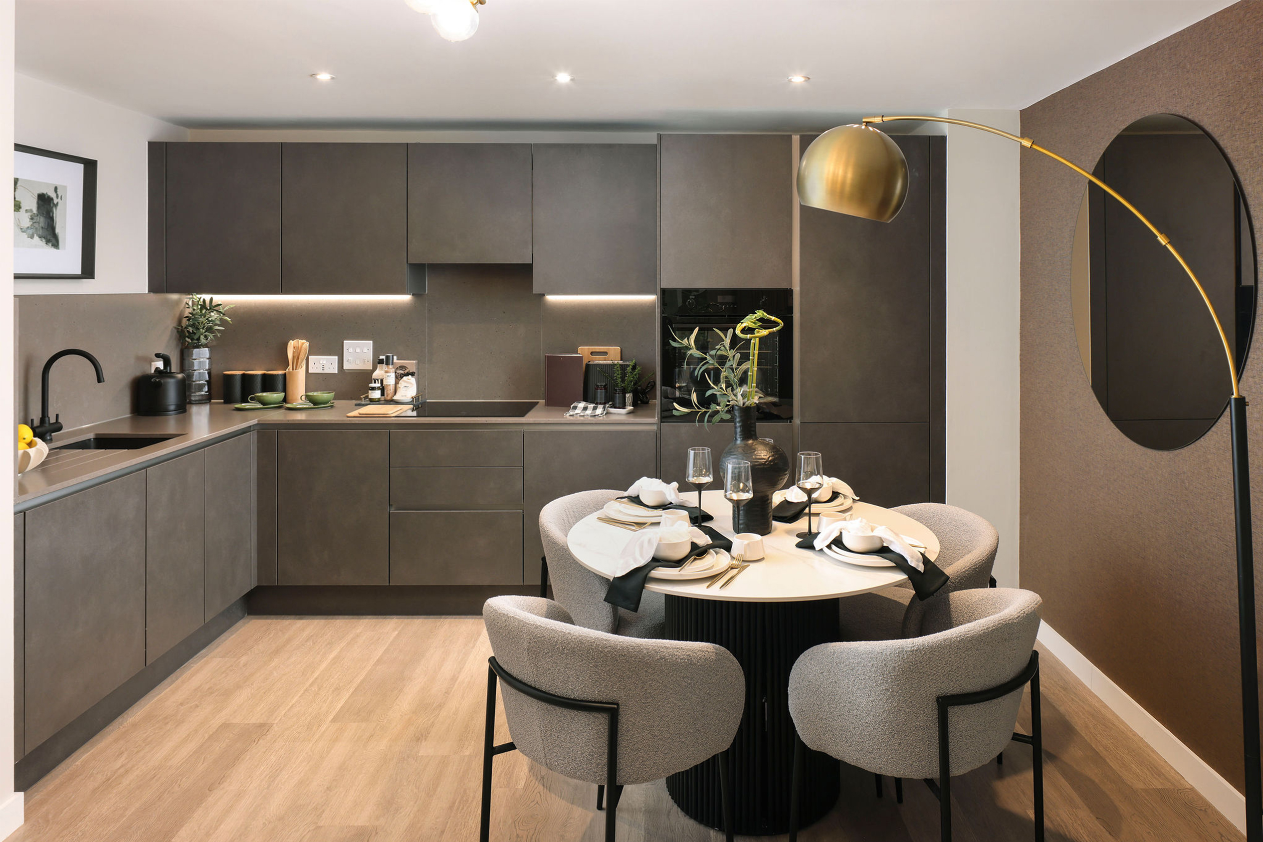 Kitchen inside the Ramsbury apartment