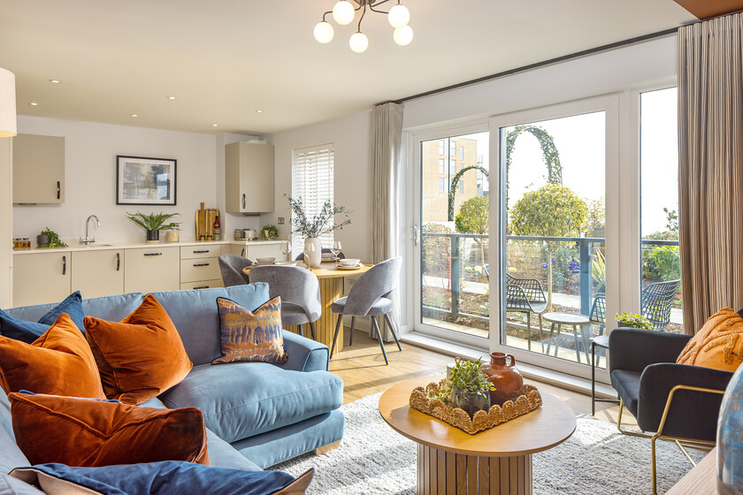 Open plan living space in the Okus 2 bedroom apartment