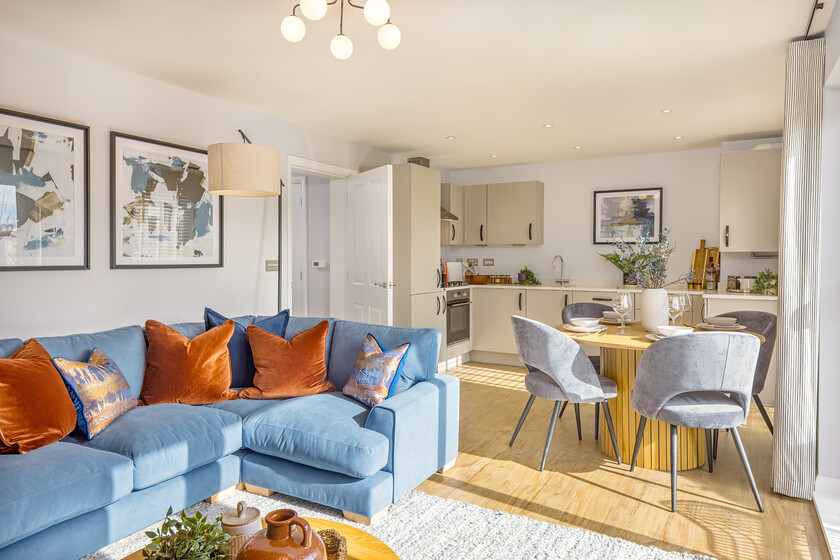 Open plan living space in the Okus 2 bedroom apartment