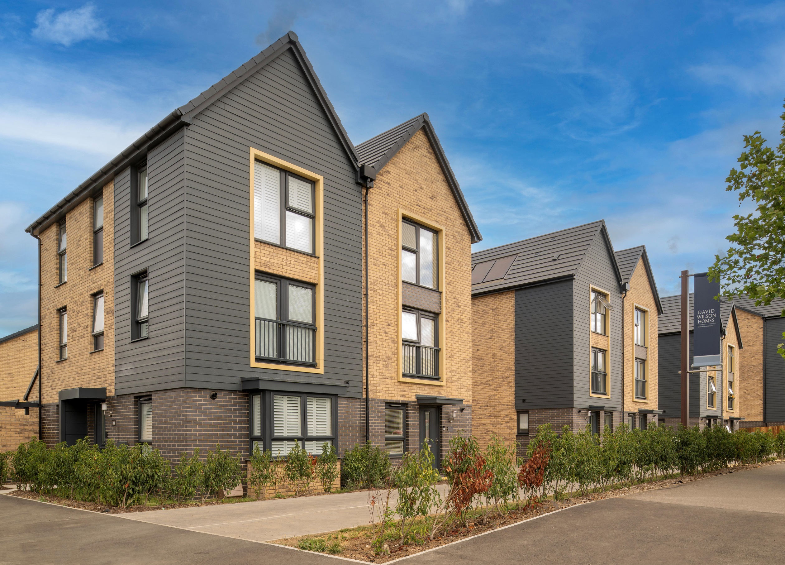 Outside view of the Wilington and Rockley homes at Canalside