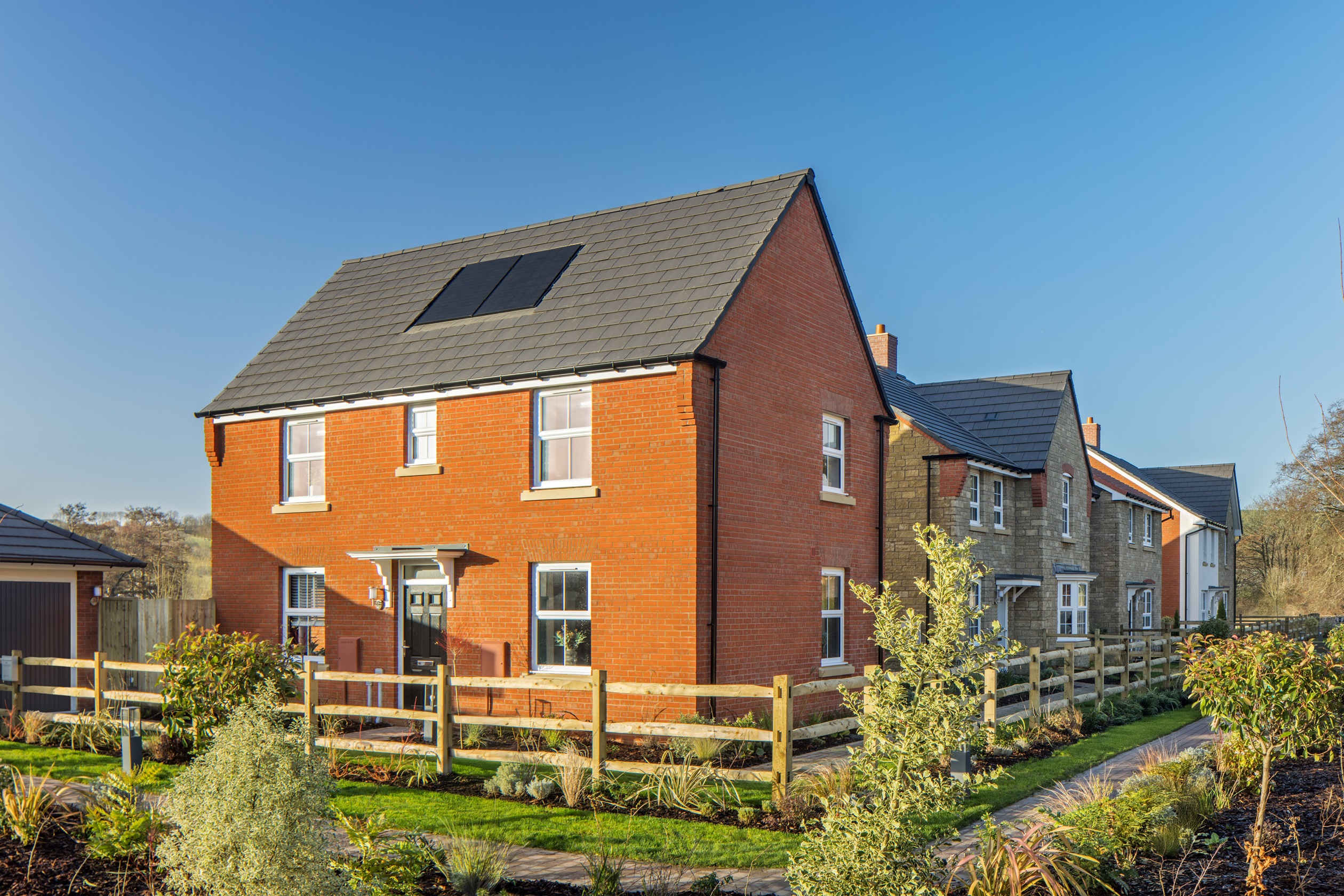 Outside view of the Hadley and Holden homes at Foundry Lea