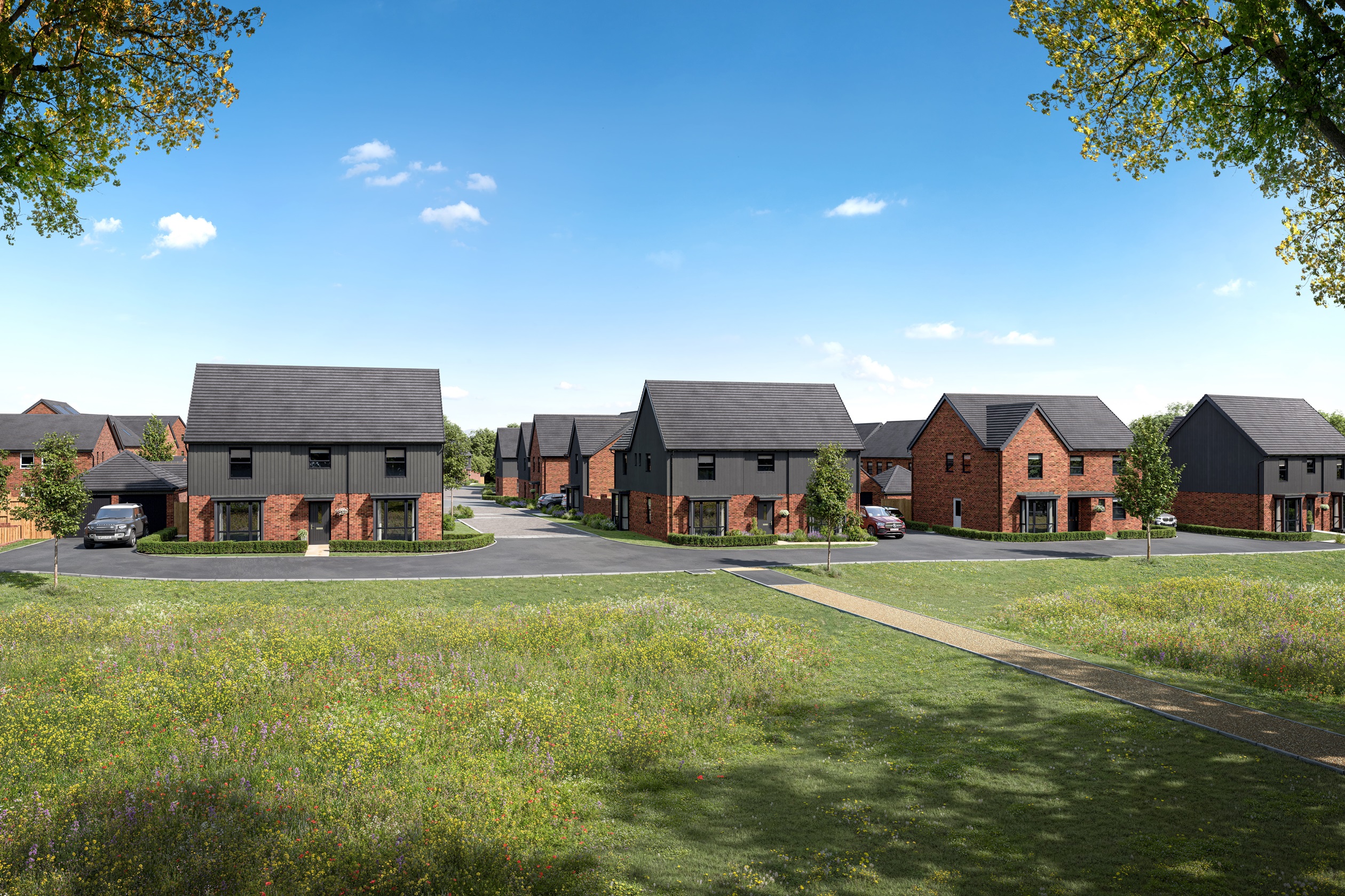 Street scene CGI at Ladden Garden Village