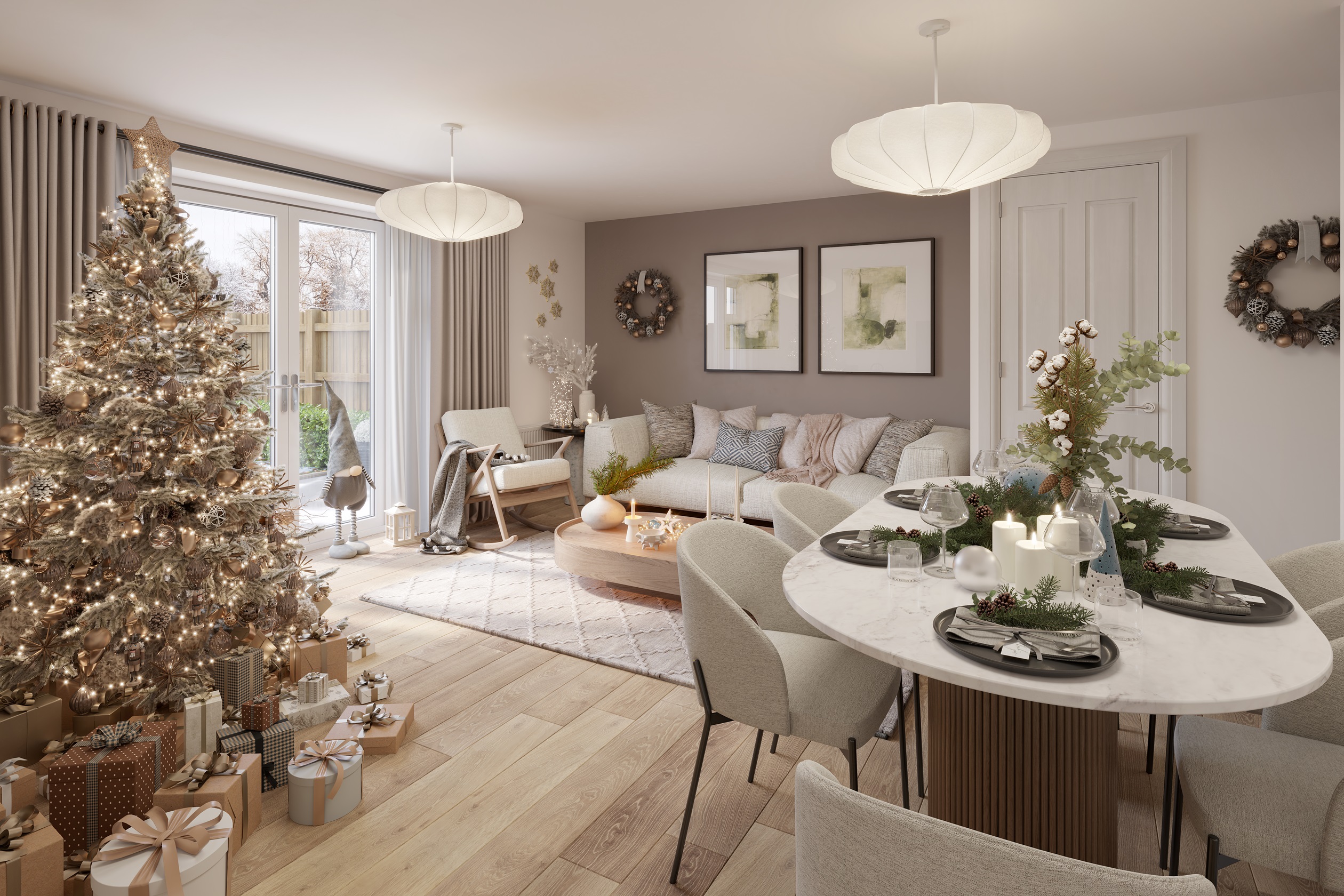 Internal CGI of the alder christmas theme 