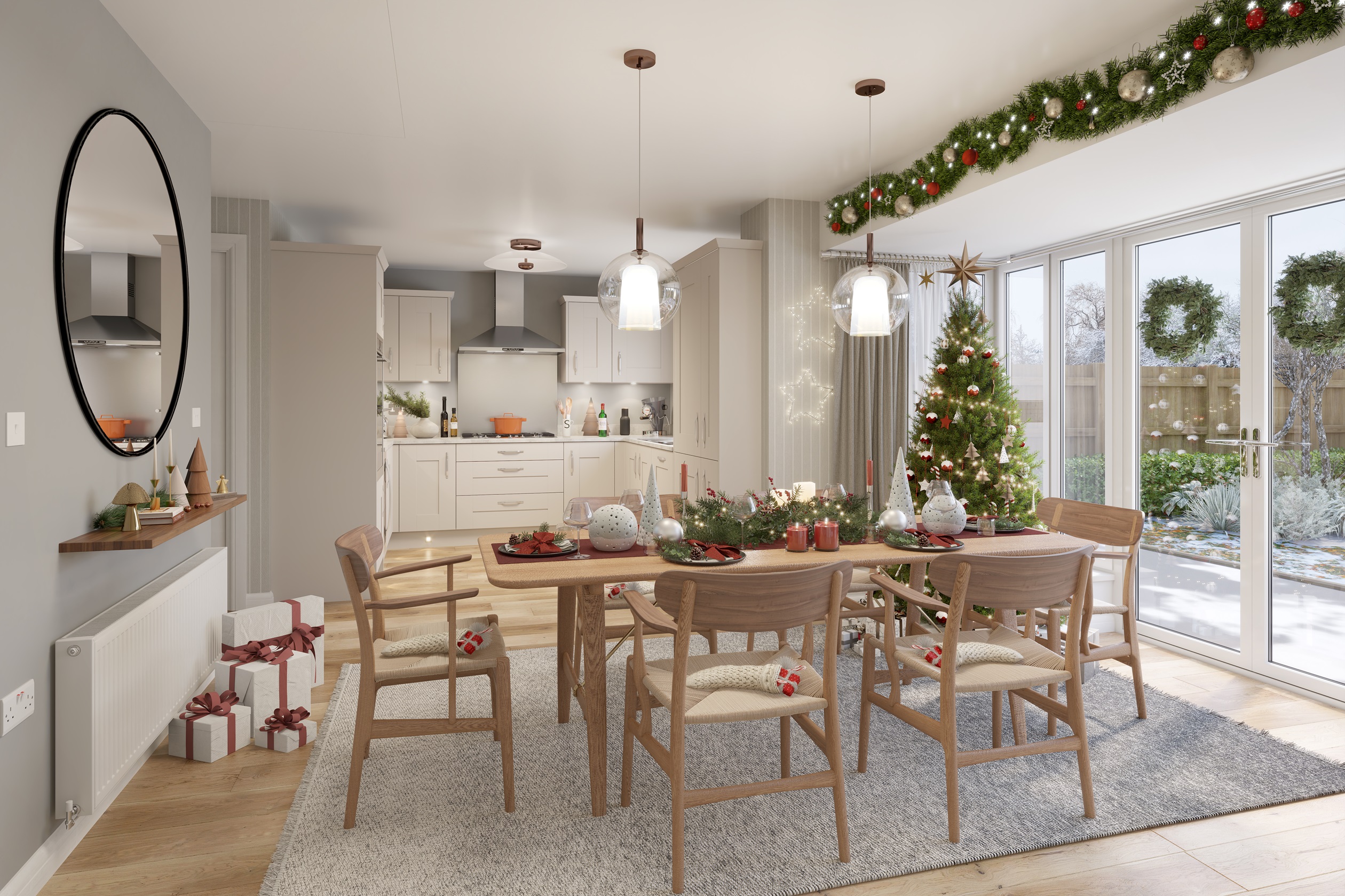 Internal CGI of the winstone dressed for christmas