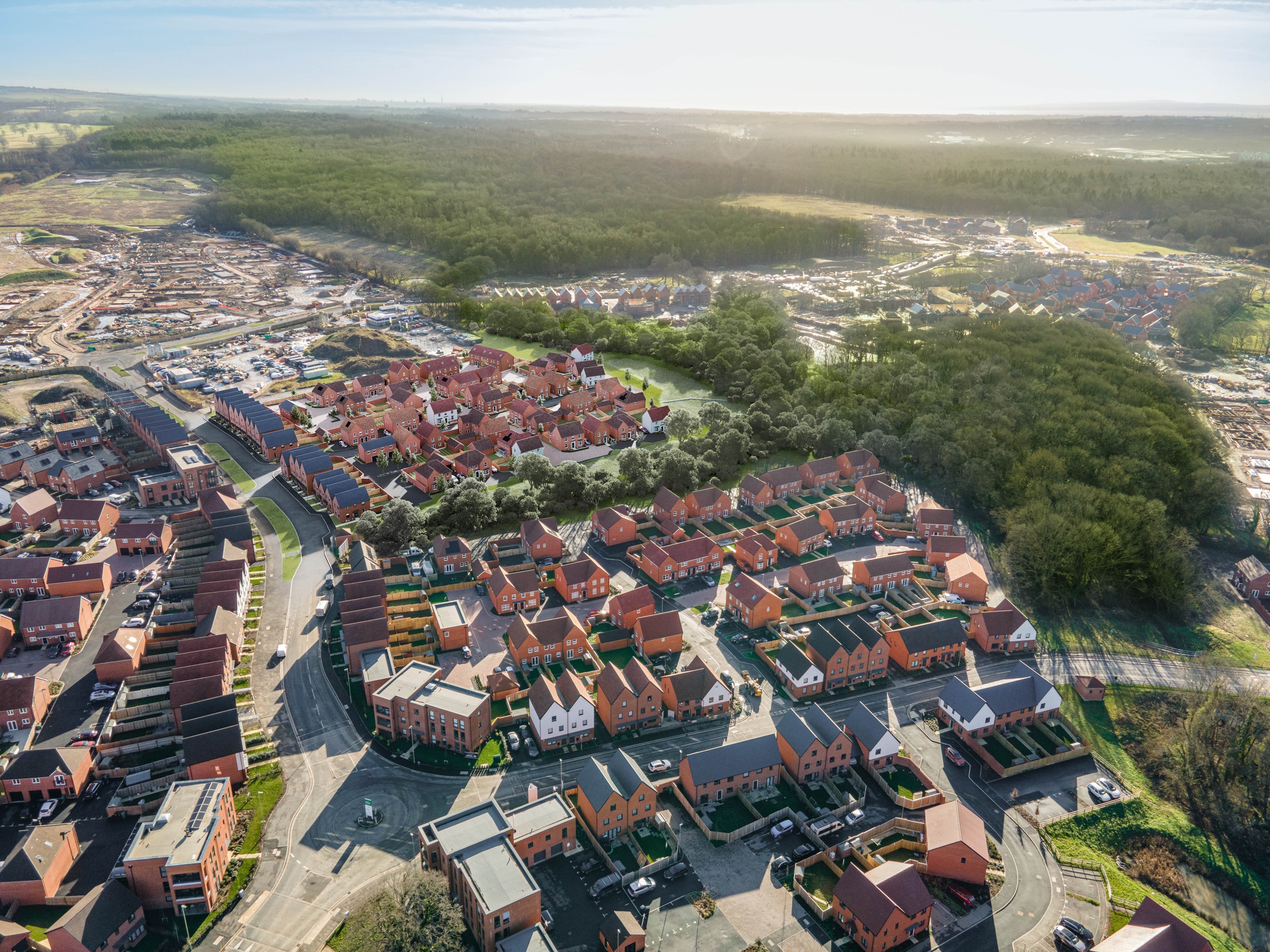 Aerial shot of forest walk with phase 1 and 2