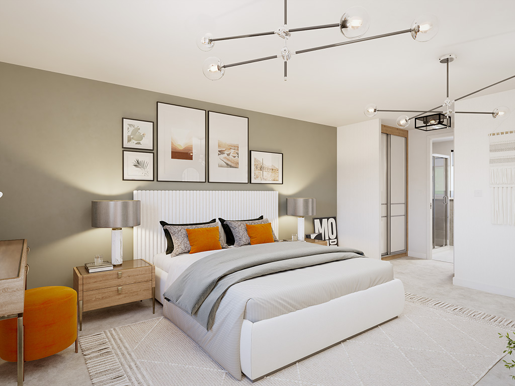 Internal image the main bedroom in the curdridge CGI