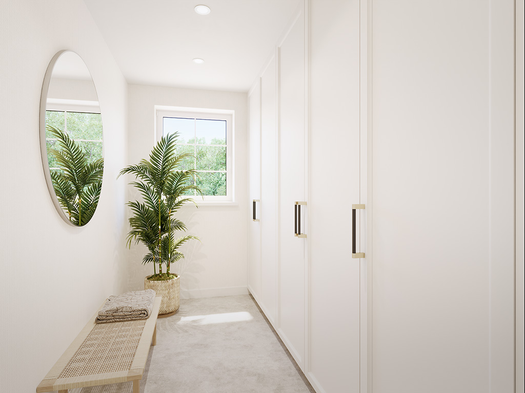 Internal image the main bedroom wardrobes in the curdridge CGI