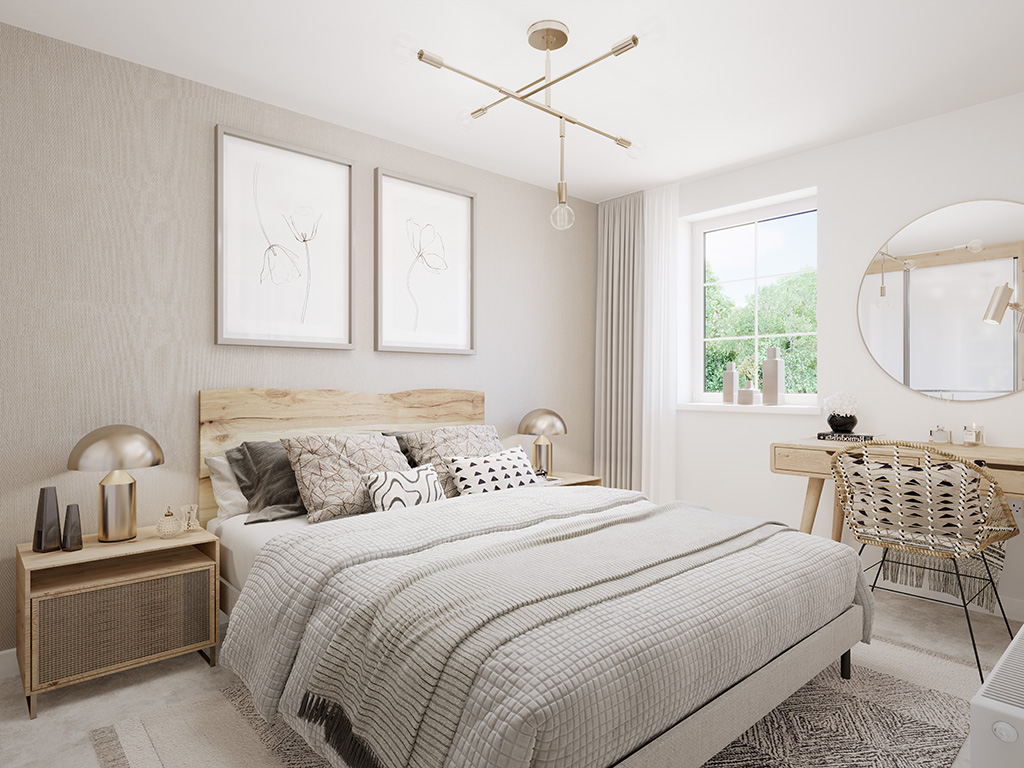 Internal image of the second bedroom in the curdridge CGI