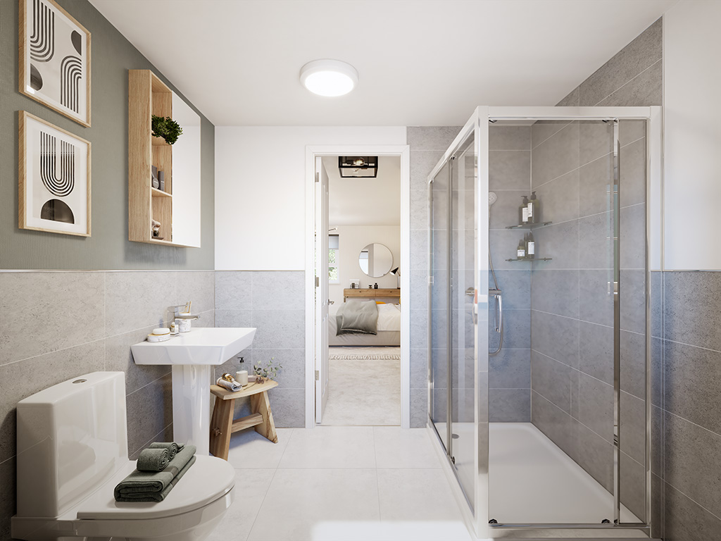 Internal image of the en suite in the curdridge CGI
