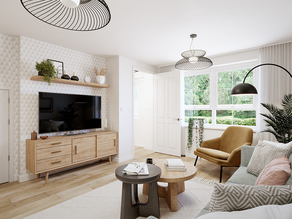 Internal image of the living room in the curdridge CGI