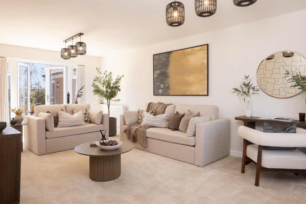 internal shot of living room in lenwade show home