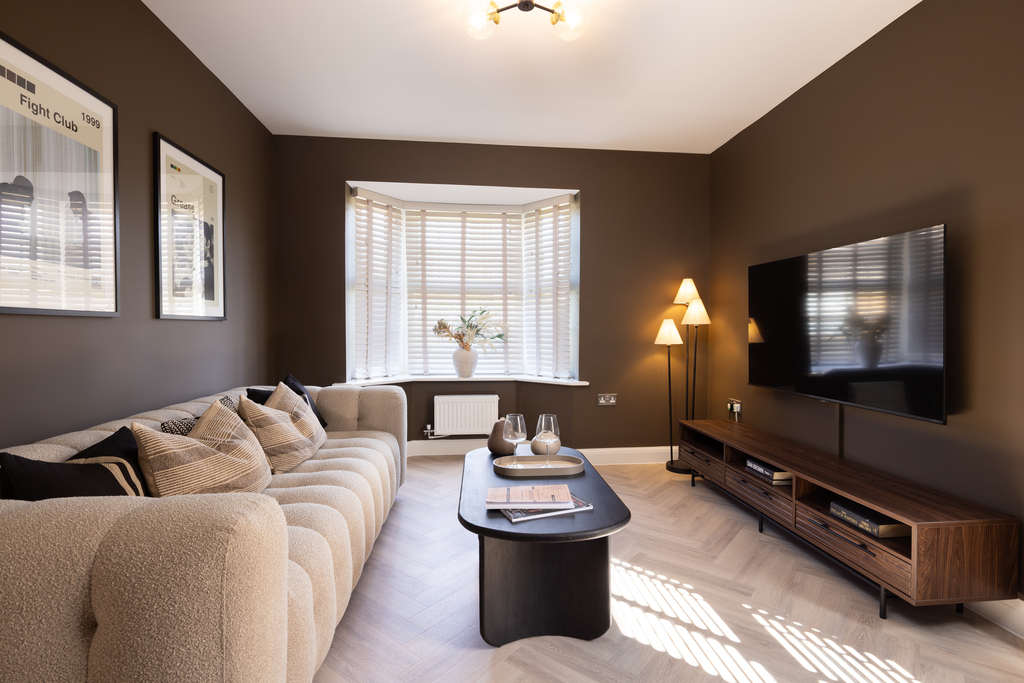 internal shot of dining room/cinema room in lenwade show home