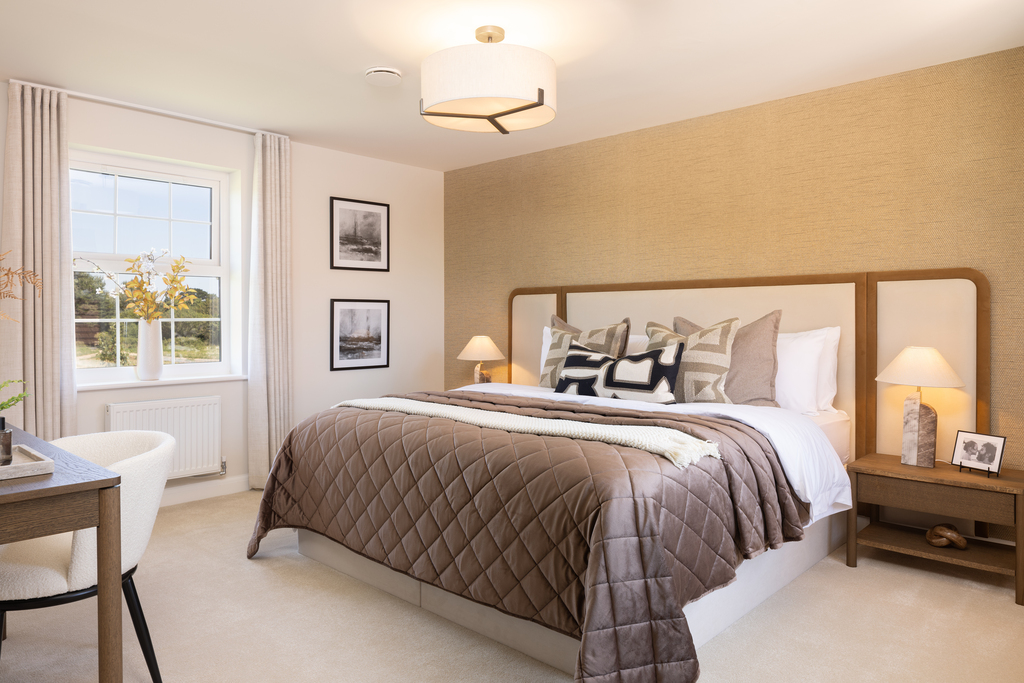 internal shot of main bedroom in lenwade show home