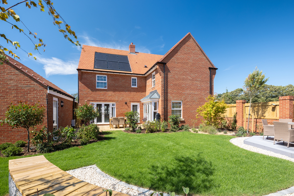 external shot of the garden at lenwade show home