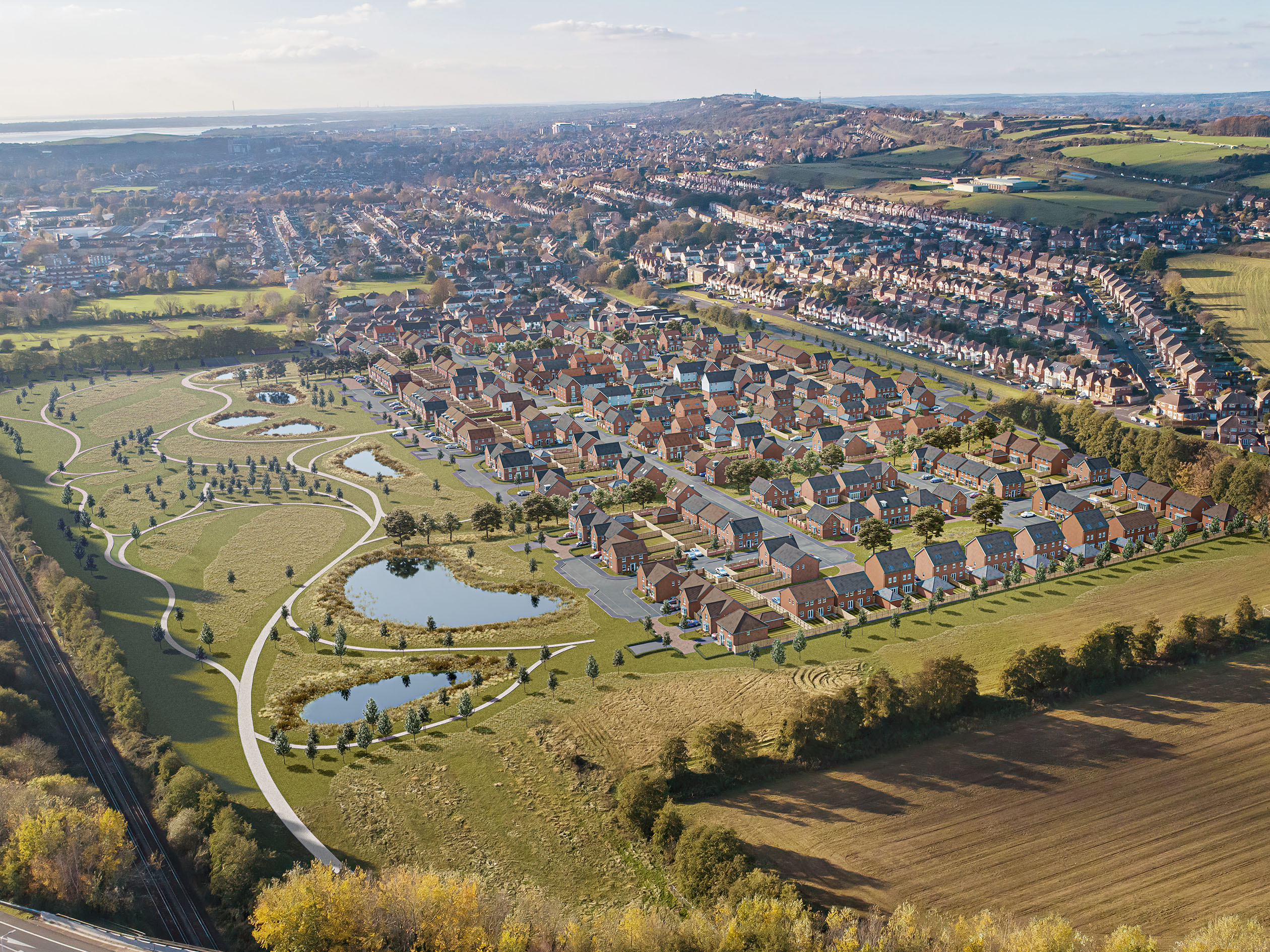 Ariel shot of the Harbour Place development 