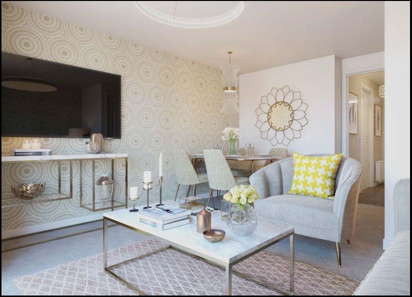 open plan lounge and dining area, wilford, 2 bed house type 