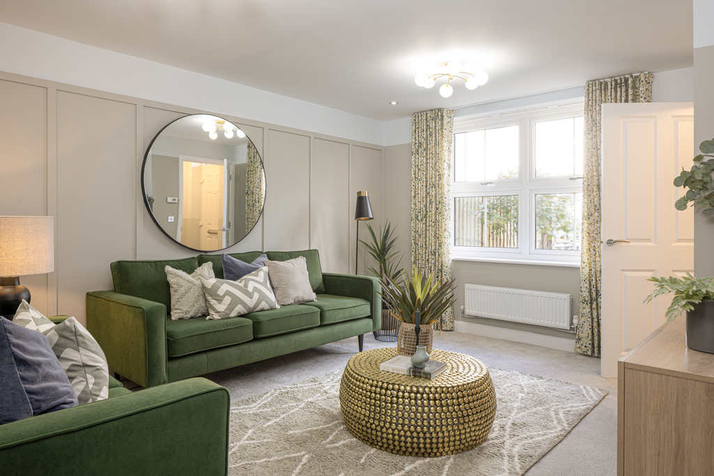 Internal image of the archford show home lounge at niveus walk.