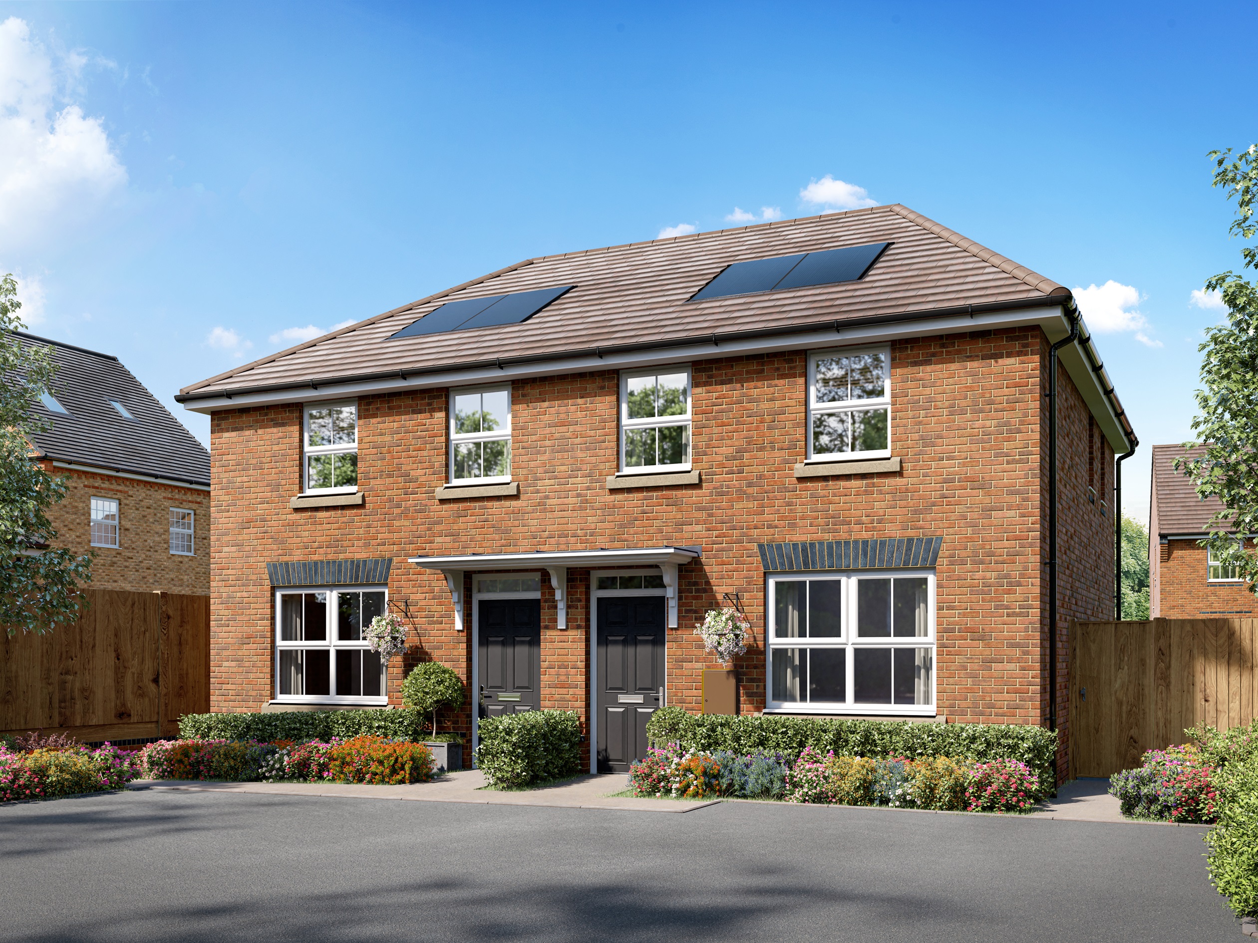 Semi-detached archford CGI with solar panels