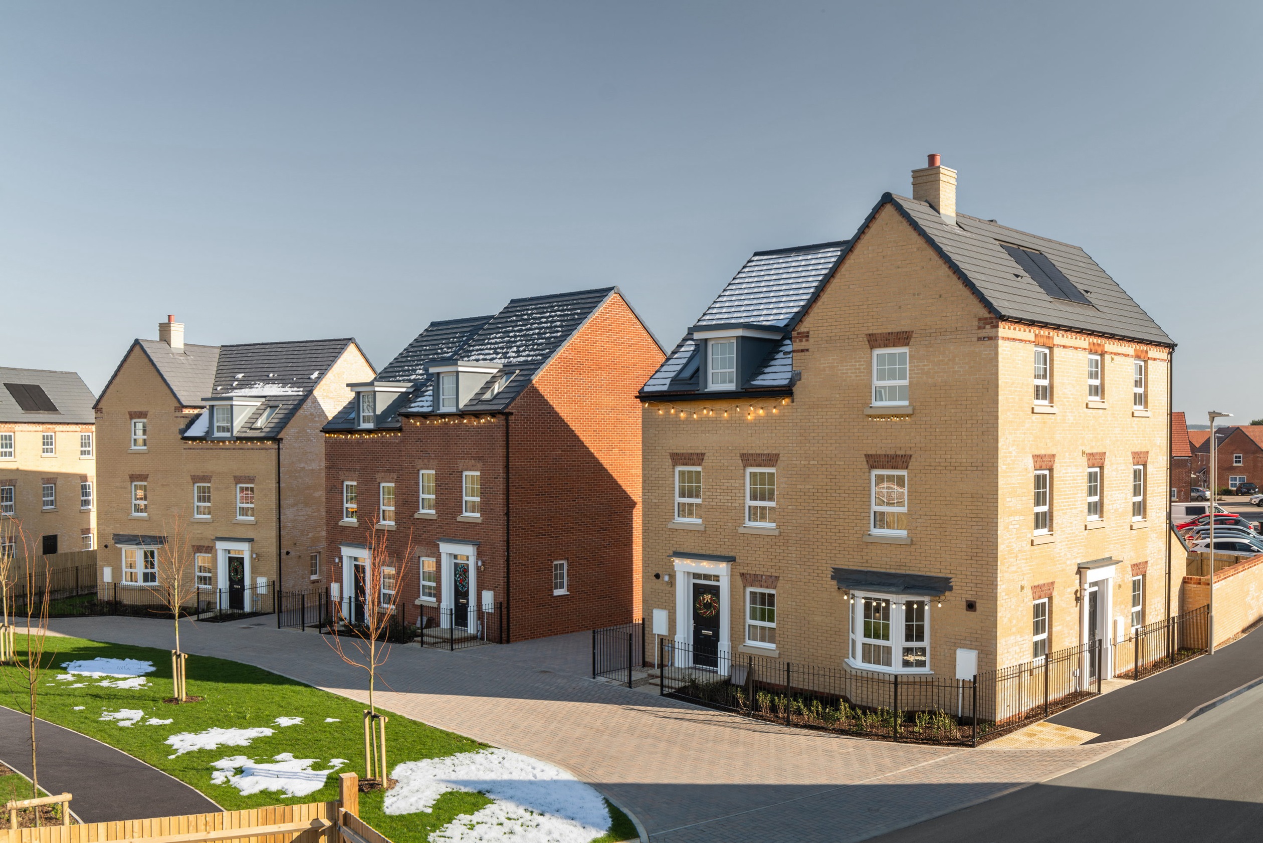 External street scene with snow