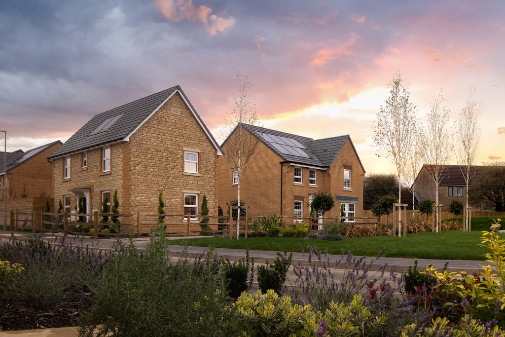 External shot of the hadley and holden show homes at romans quarter