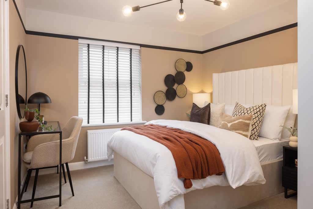 internal shot of second double bedroom in hadley show home